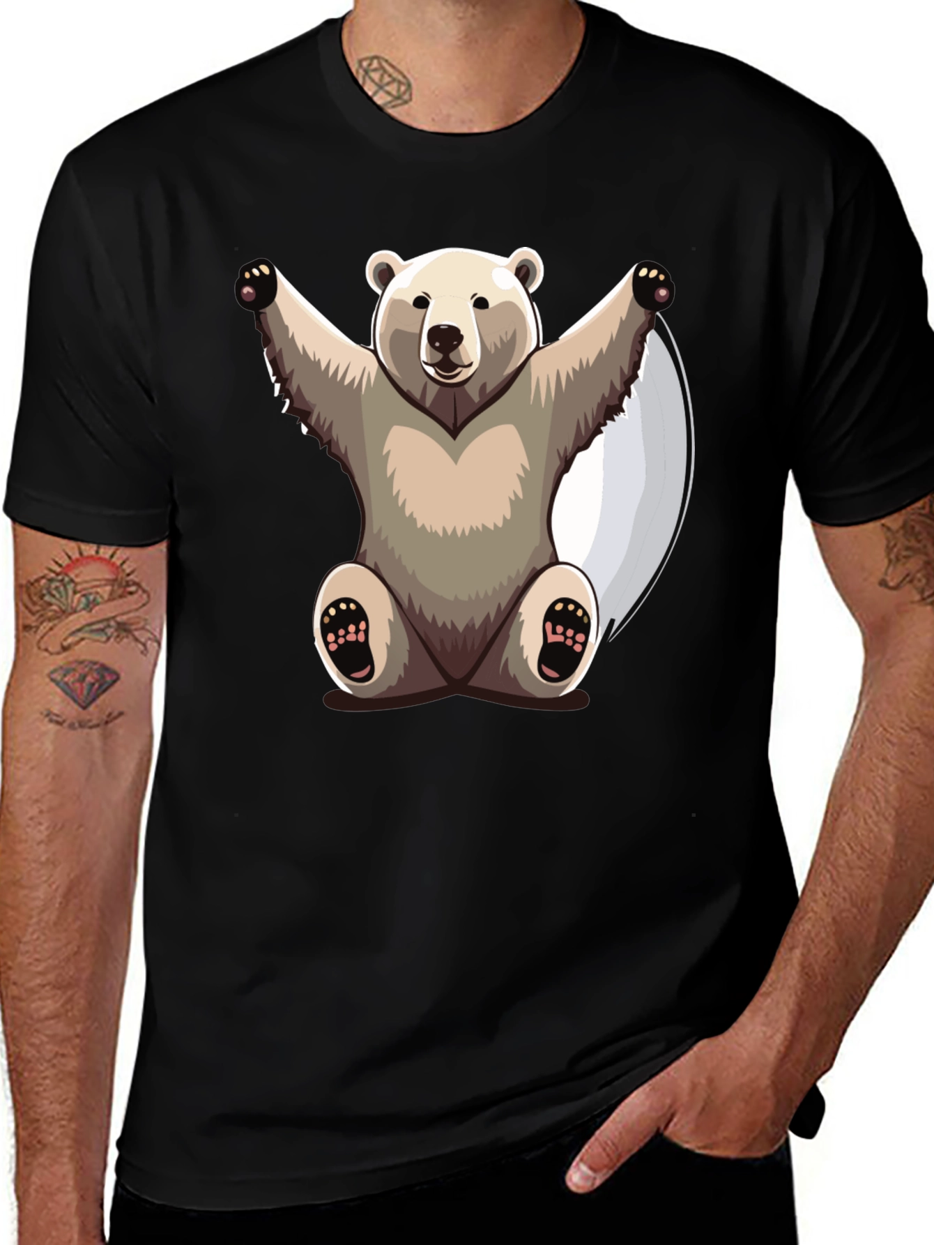 Variant 6 of Bear Hug Graphic Tee - Black Cotton T-Shirt