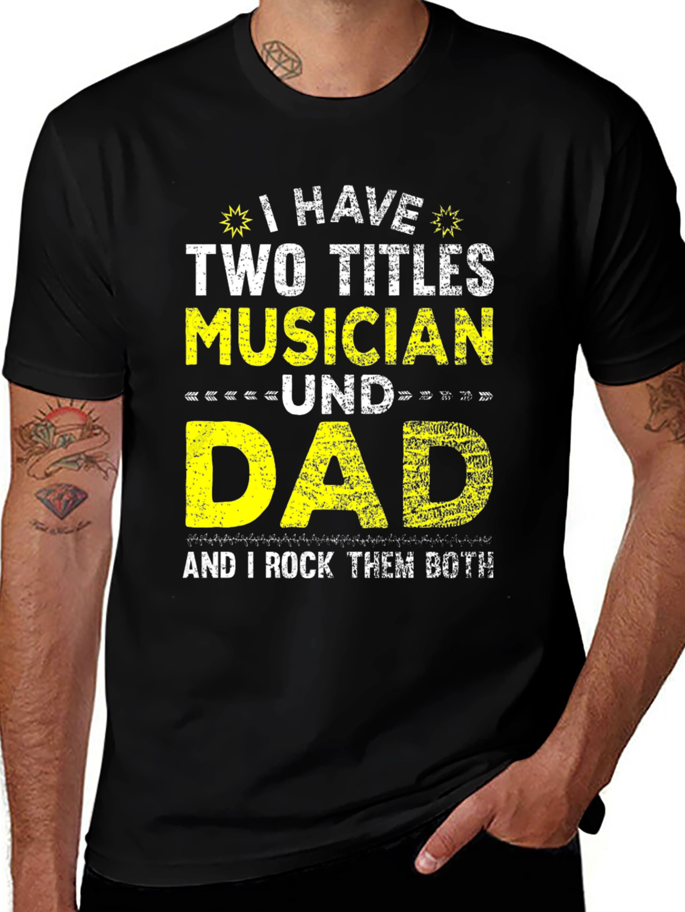 Variant 27 of Musician Dad T-Shirt: I Rock Them Both!