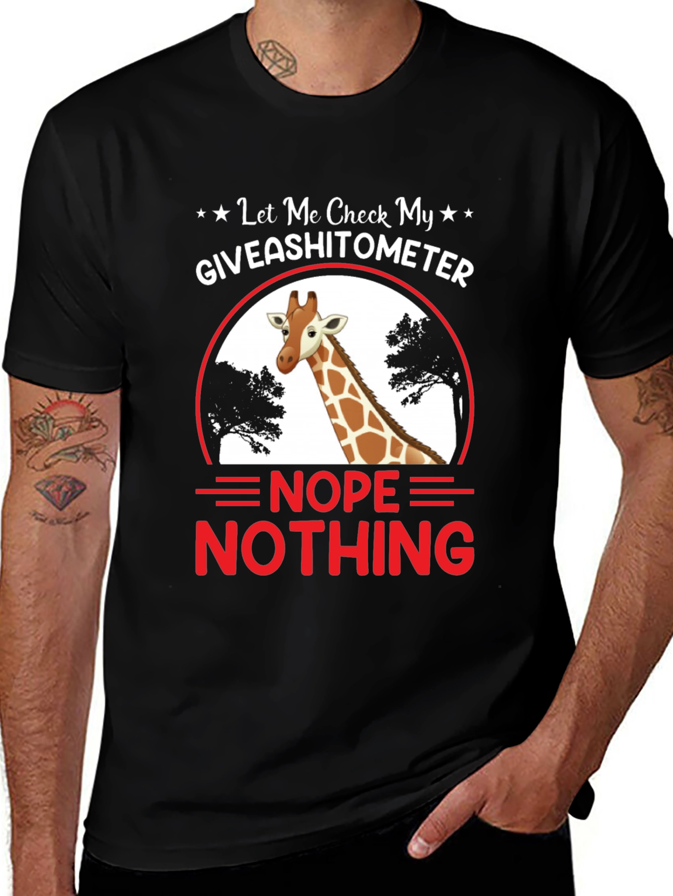 Variant 24 of Funny Giraffe Graphic Tee - "Giveashitometer"