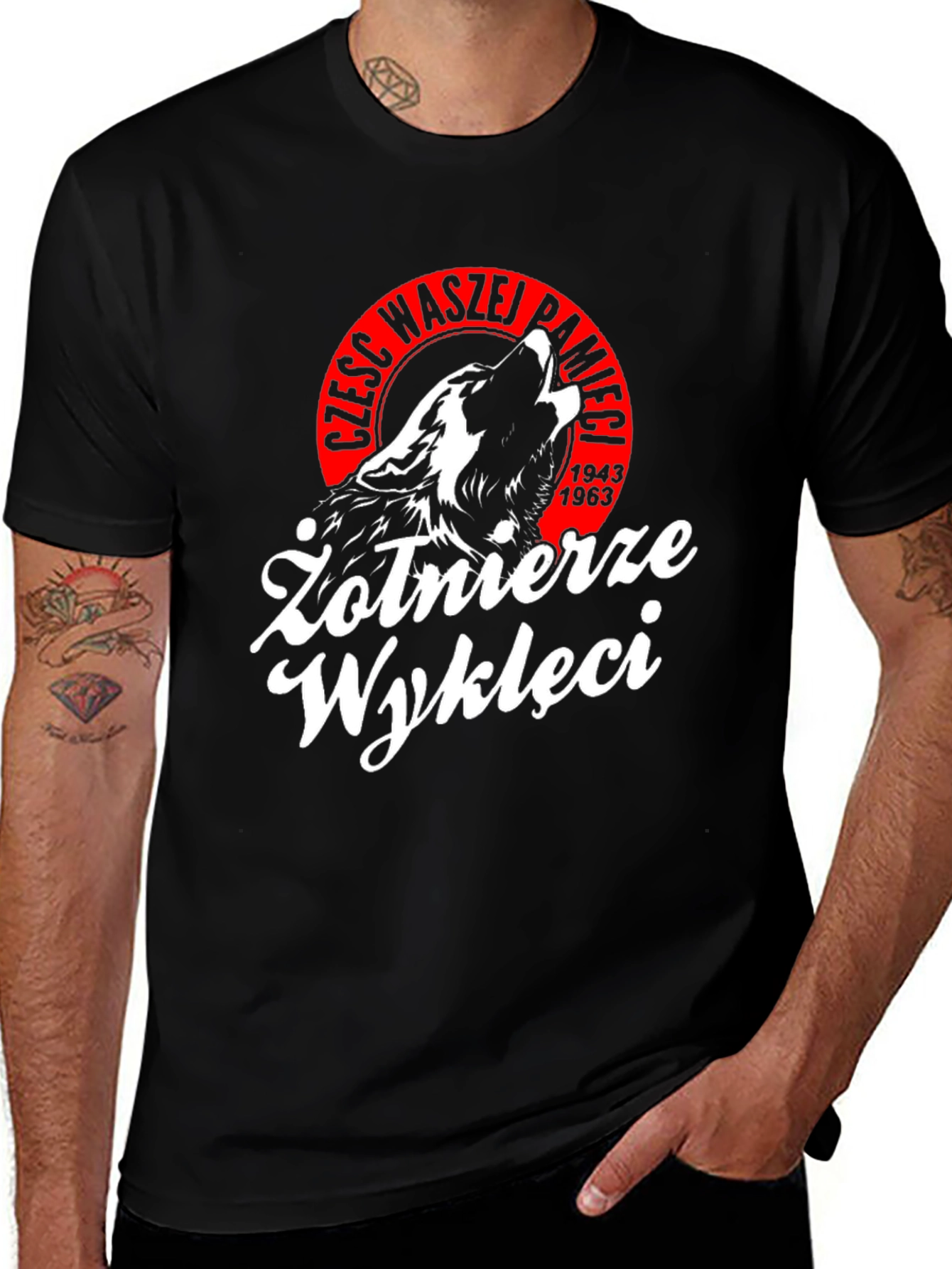 Żołnierze Wyklęci T-Shirt - Black Wolf Patriot Design