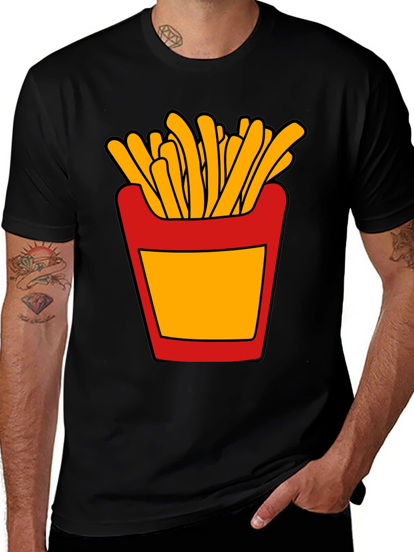 Variant 15 of French Fries Graphic Tee - Black Cotton T-Shirt