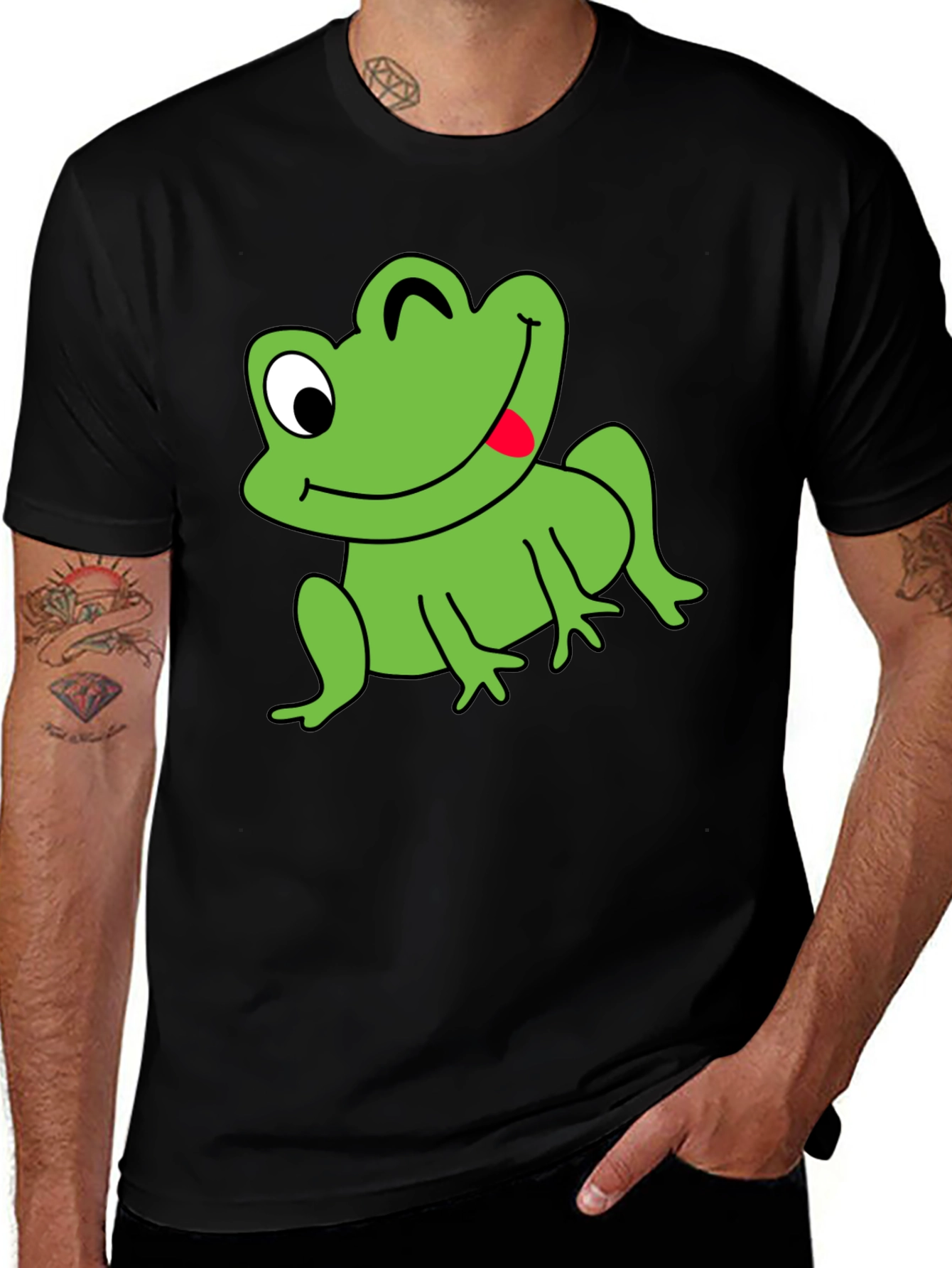 Variant 14 of Funny Frog Graphic Tee - Mens Black T-Shirt