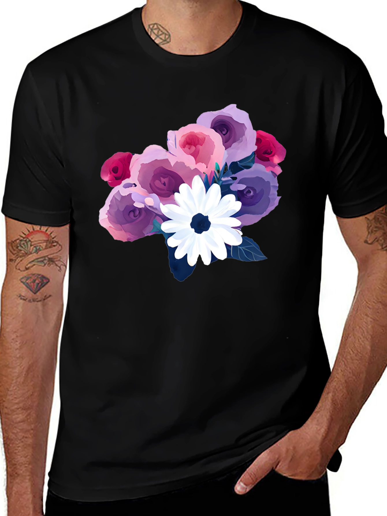 Variant 12 of Floral Bouquet Black T-Shirt