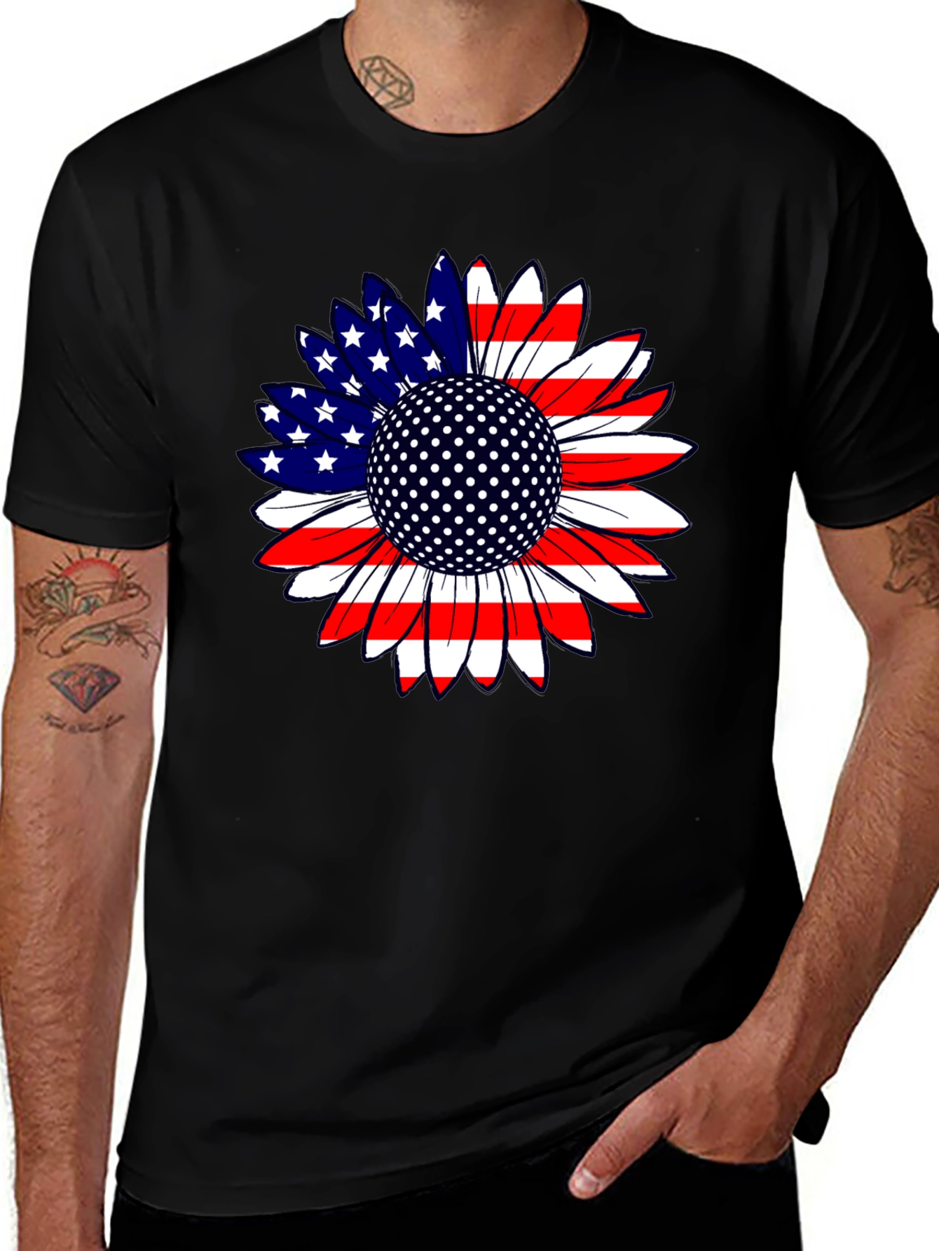 Variant 22 of American Flag Sunflower Golf Ball T-Shirt