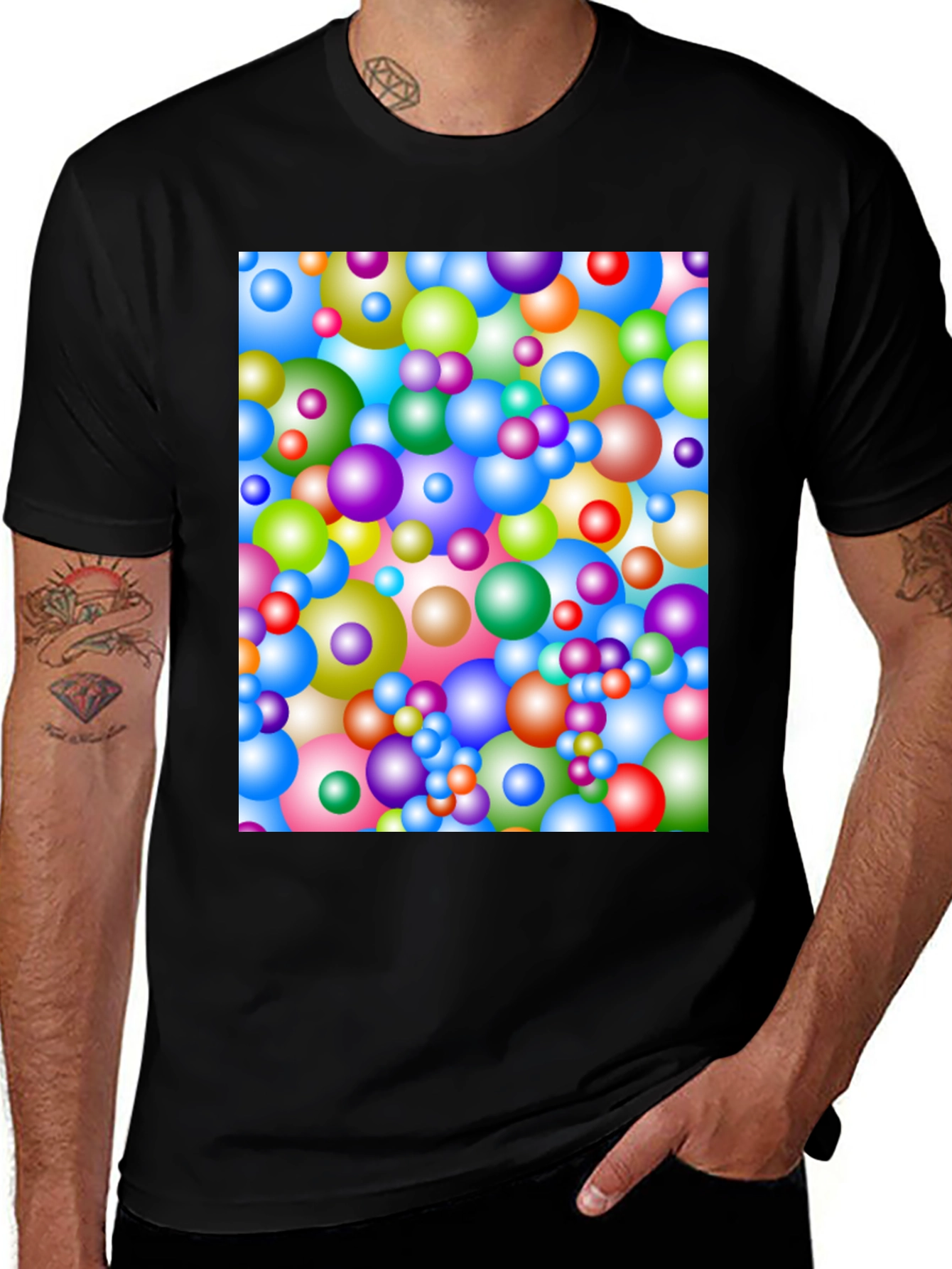Variant 9 of Colorful Spheres Pattern T-Shirt