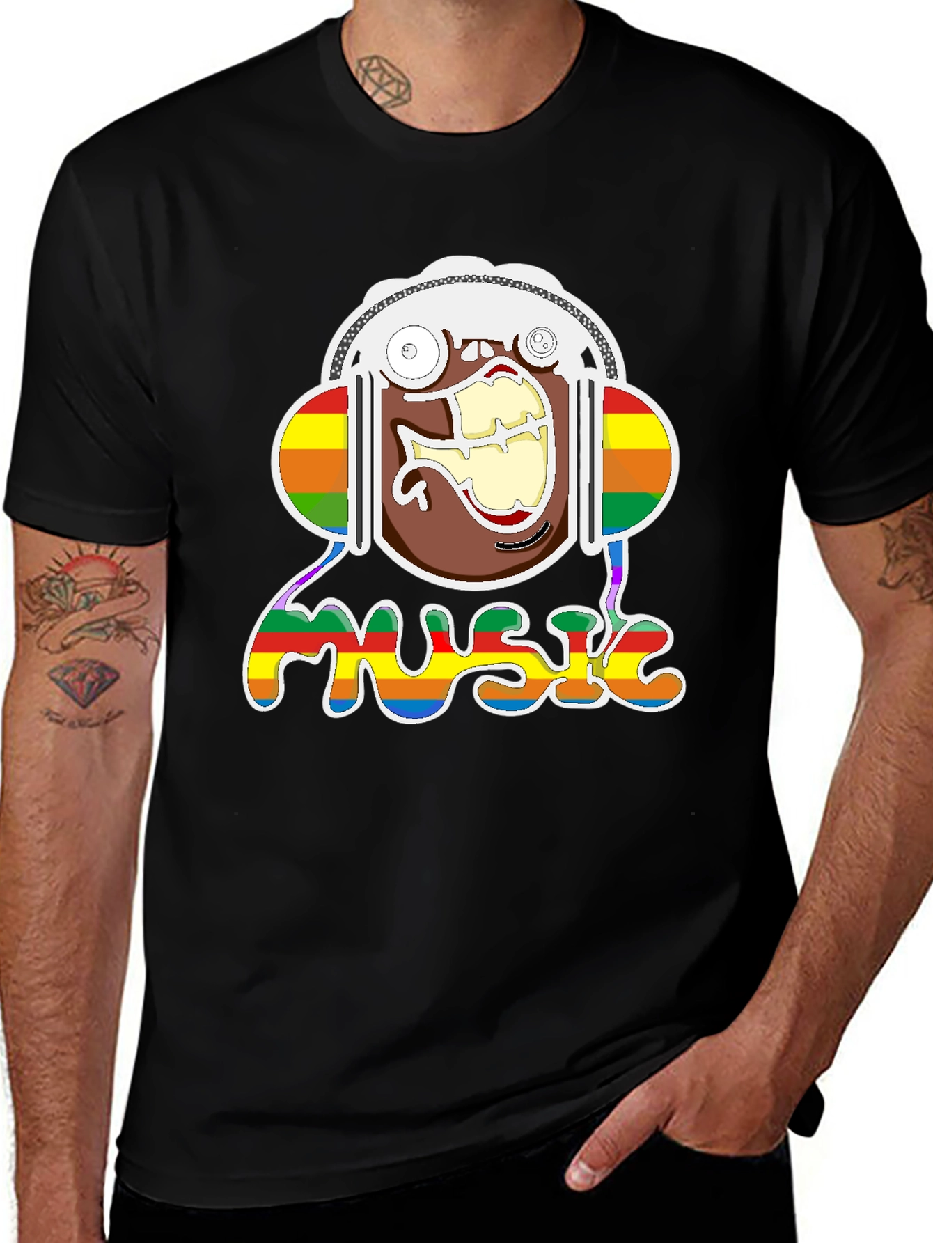 Black Music Lover T-Shirt - Rainbow Design main image