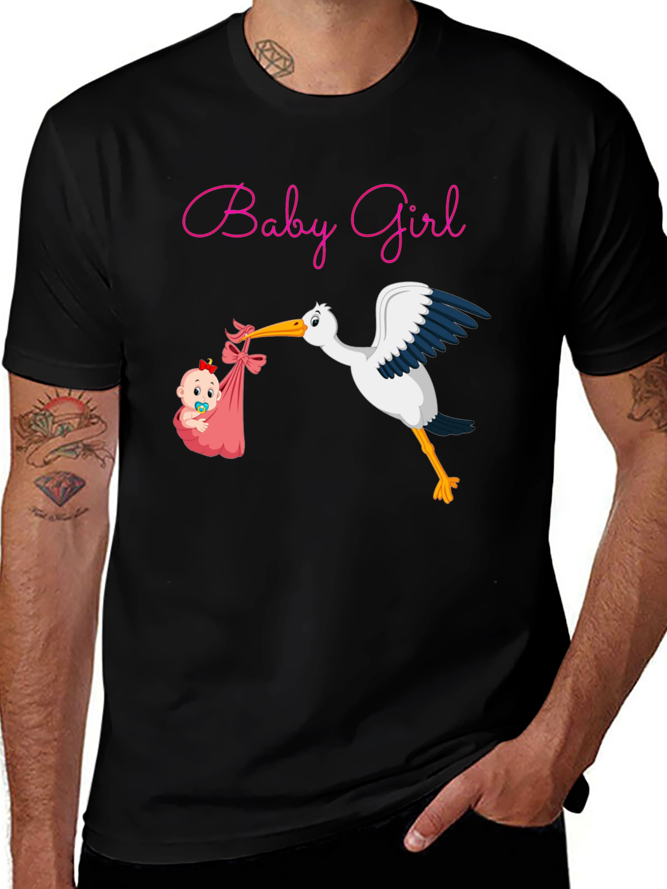 Variant 9 of Baby Girl Stork Graphic Tee - Expecting Mothers