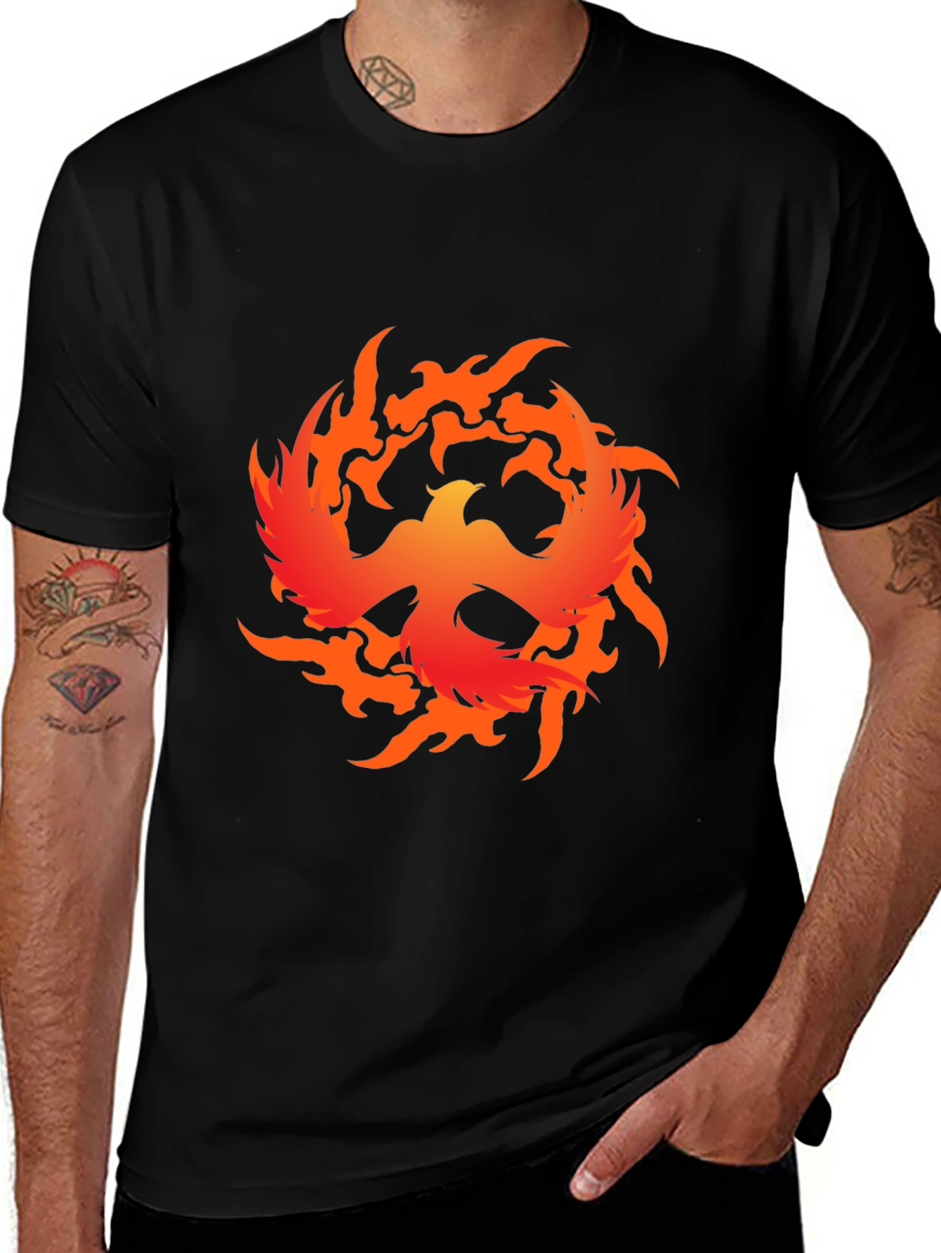 Variant 4 of Phoenix Firebird Graphic Tee - Bold Black T-Shirt