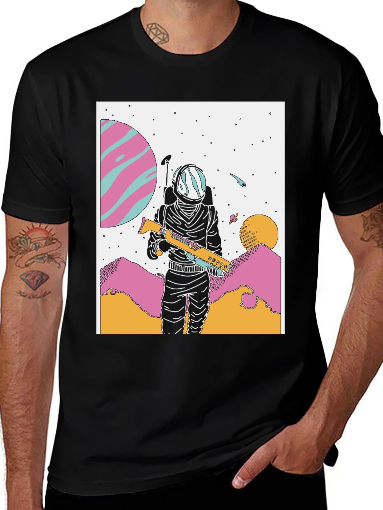 Variant 17 of Astronaut Graphic Tee - Retro Space Adventure