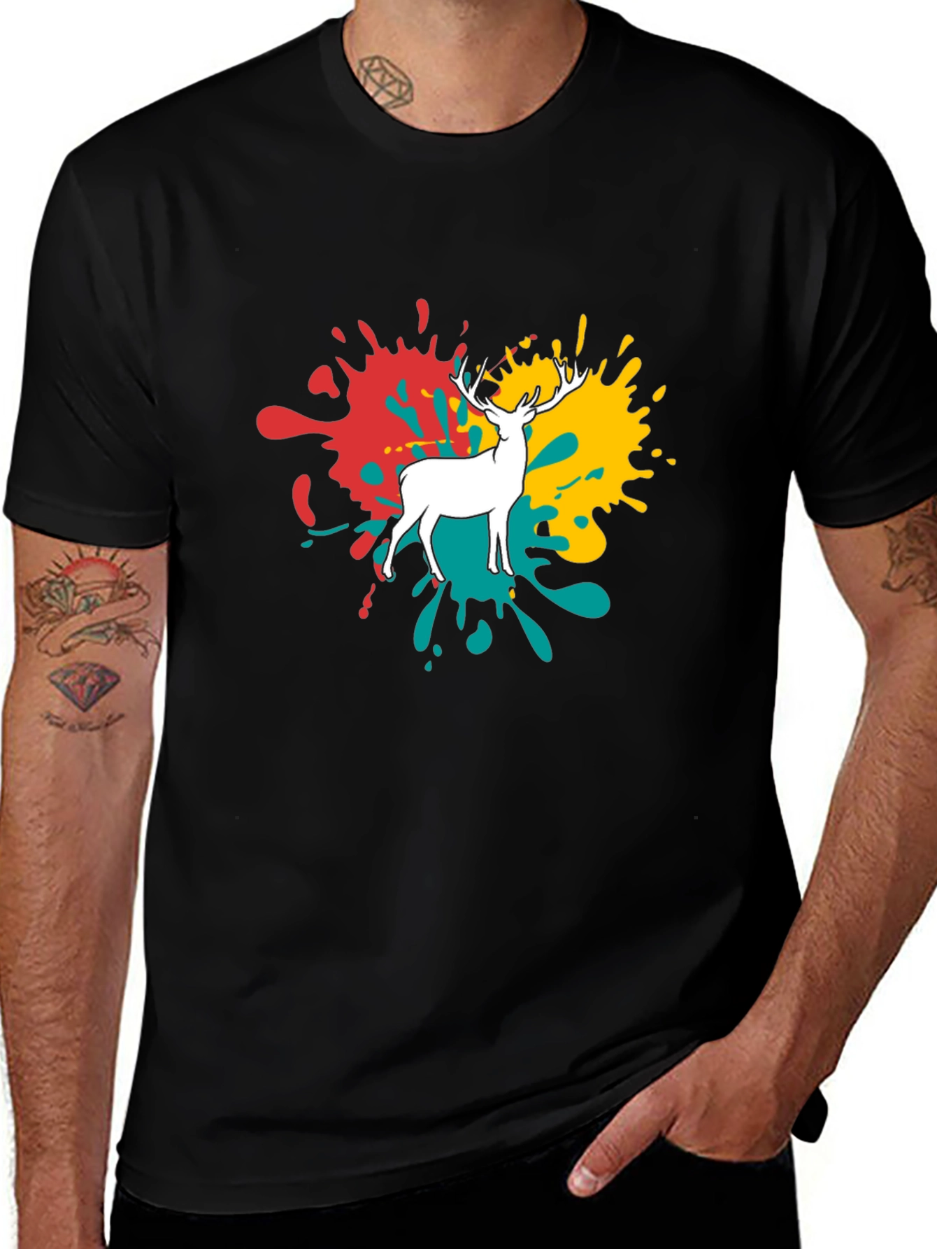 Variant 5 of Deer Splash T-Shirt - Stylish Graphic Tee