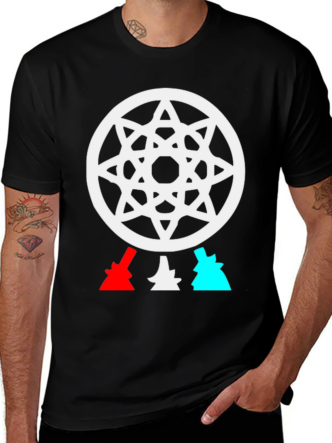 Variant 19 of Geometric Star Design Black T-Shirt