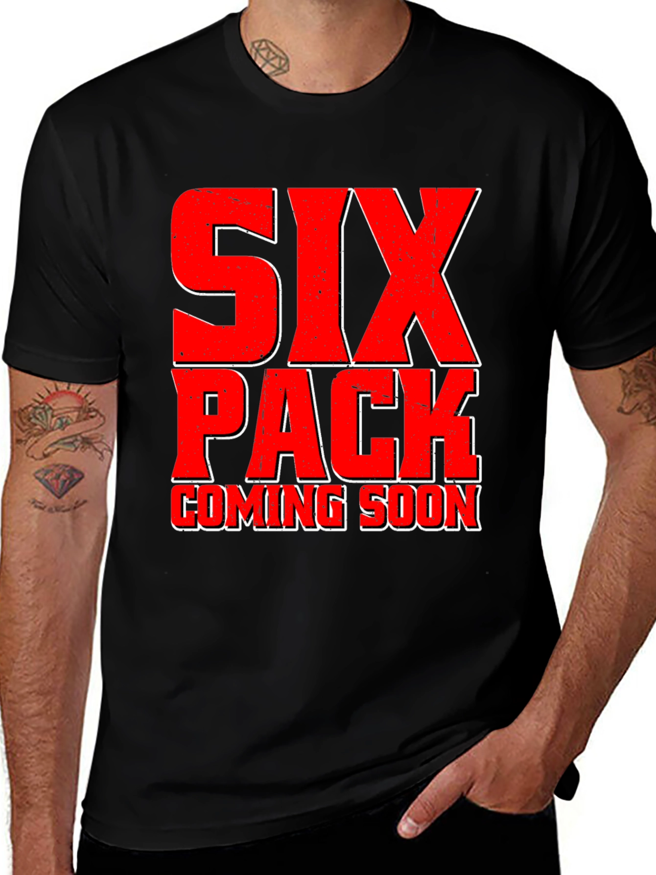 Variant 5 of Six Pack Coming Soon Black T-Shirt