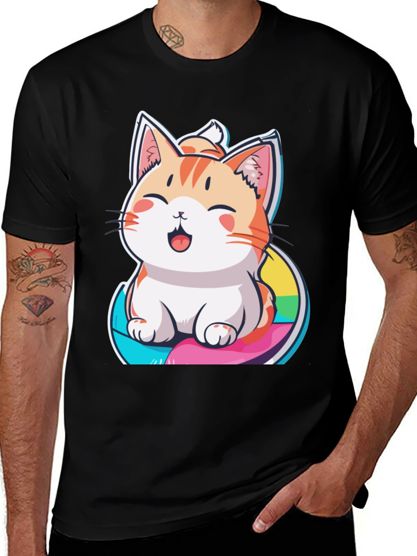 Kawaii Cat Rainbow T-Shirt