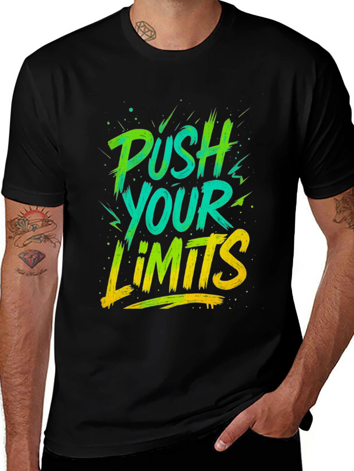 Black Push Your Limits Graphic Tee - Men's Black T-Shirt main image