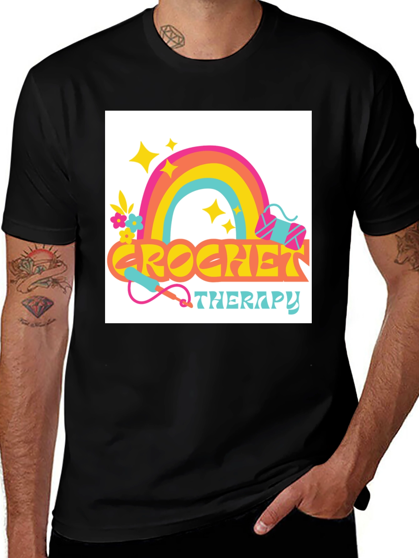 Variant 20 of Crochet Therapy T-Shirt - Colorful Graphic Tee