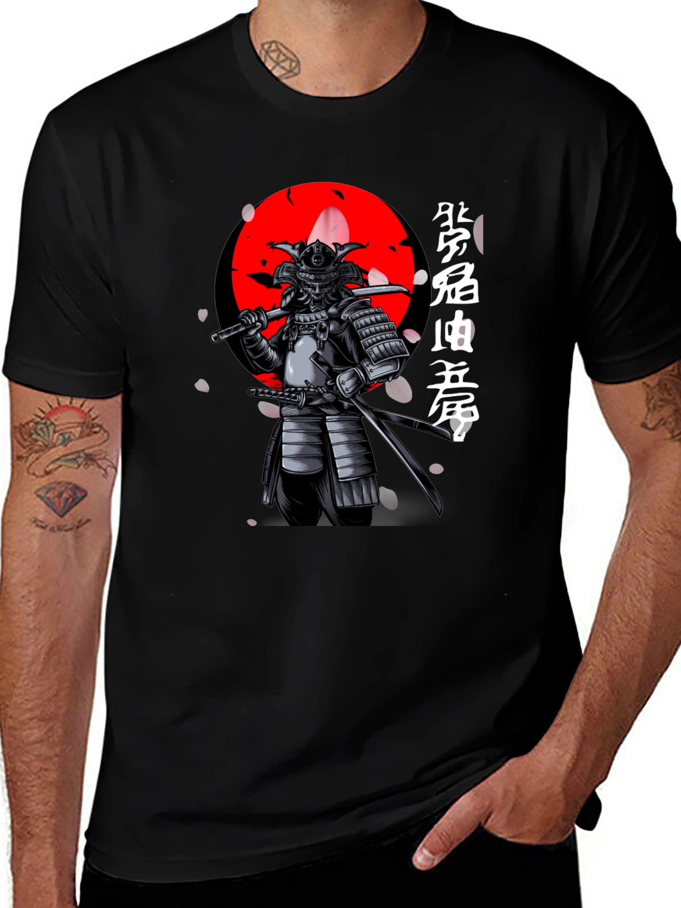 Variant 7 of Samurai Warrior Graphic Black T-Shirt