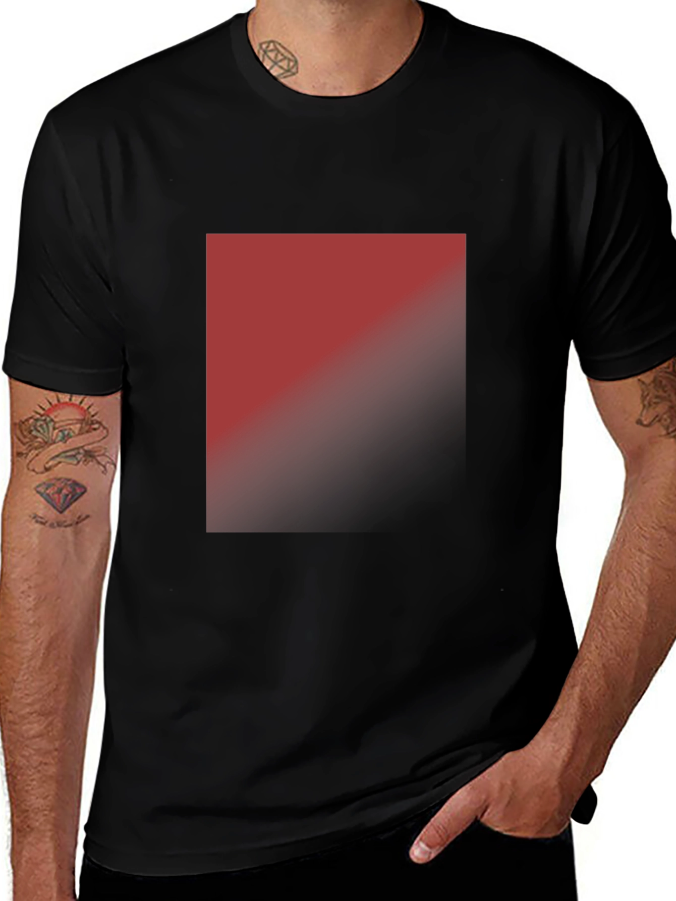Variant 3 of Modern Black T-Shirt with Abstract Gradient Square Design