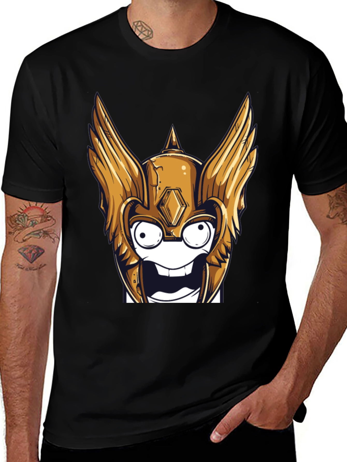 Variant 28 of Funny Cartoon Viking Helmet T-Shirt