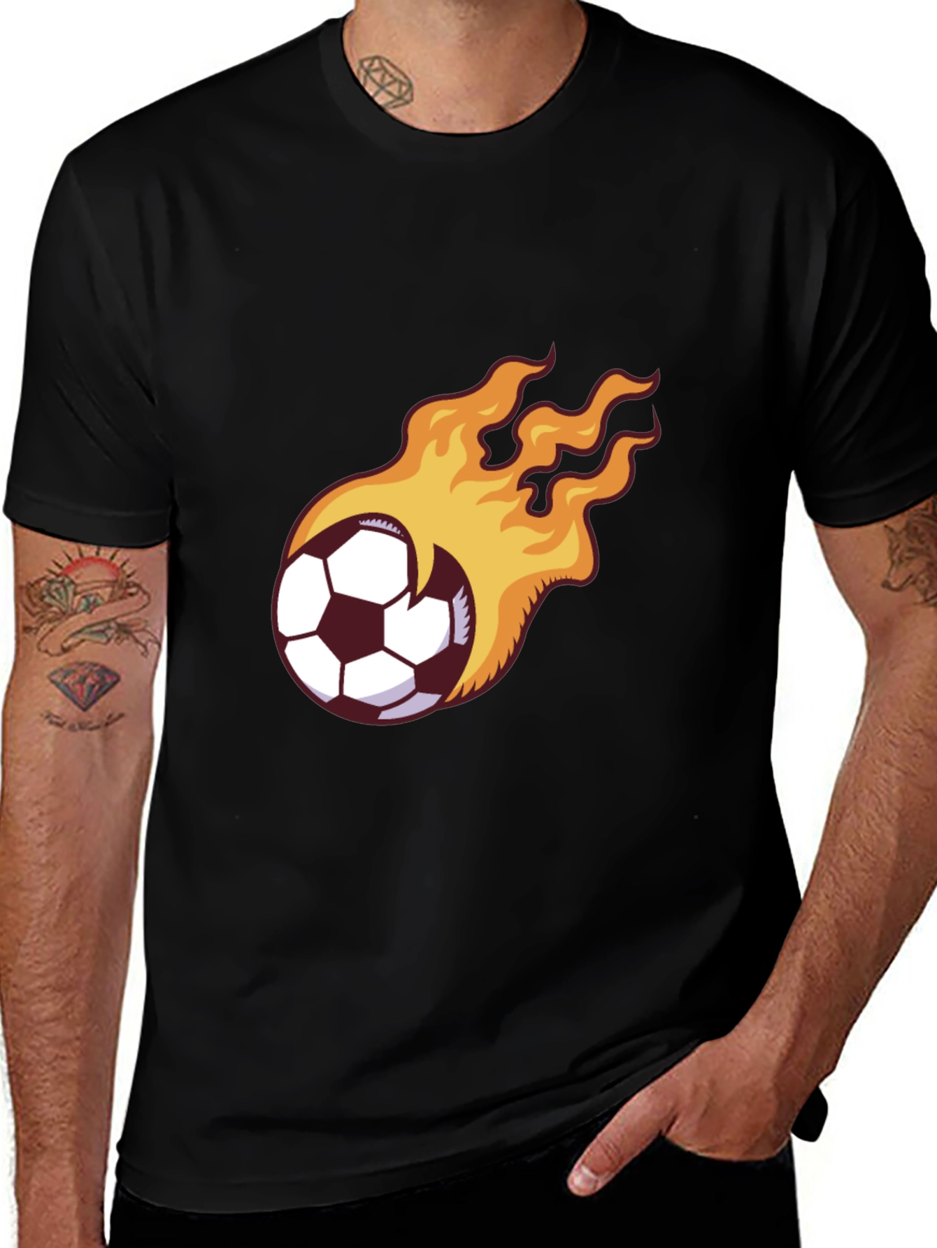 Variant 26 of Flaming Soccer Ball T-Shirt - Black
