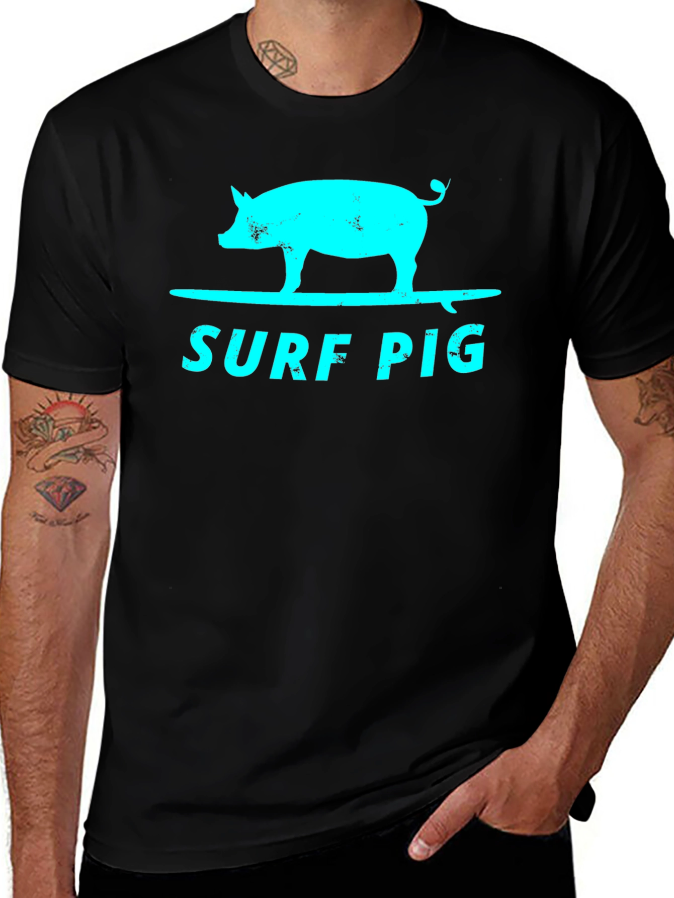 Variant 15 of Surf Pig Graphic T-Shirt - Cool & Unique Design