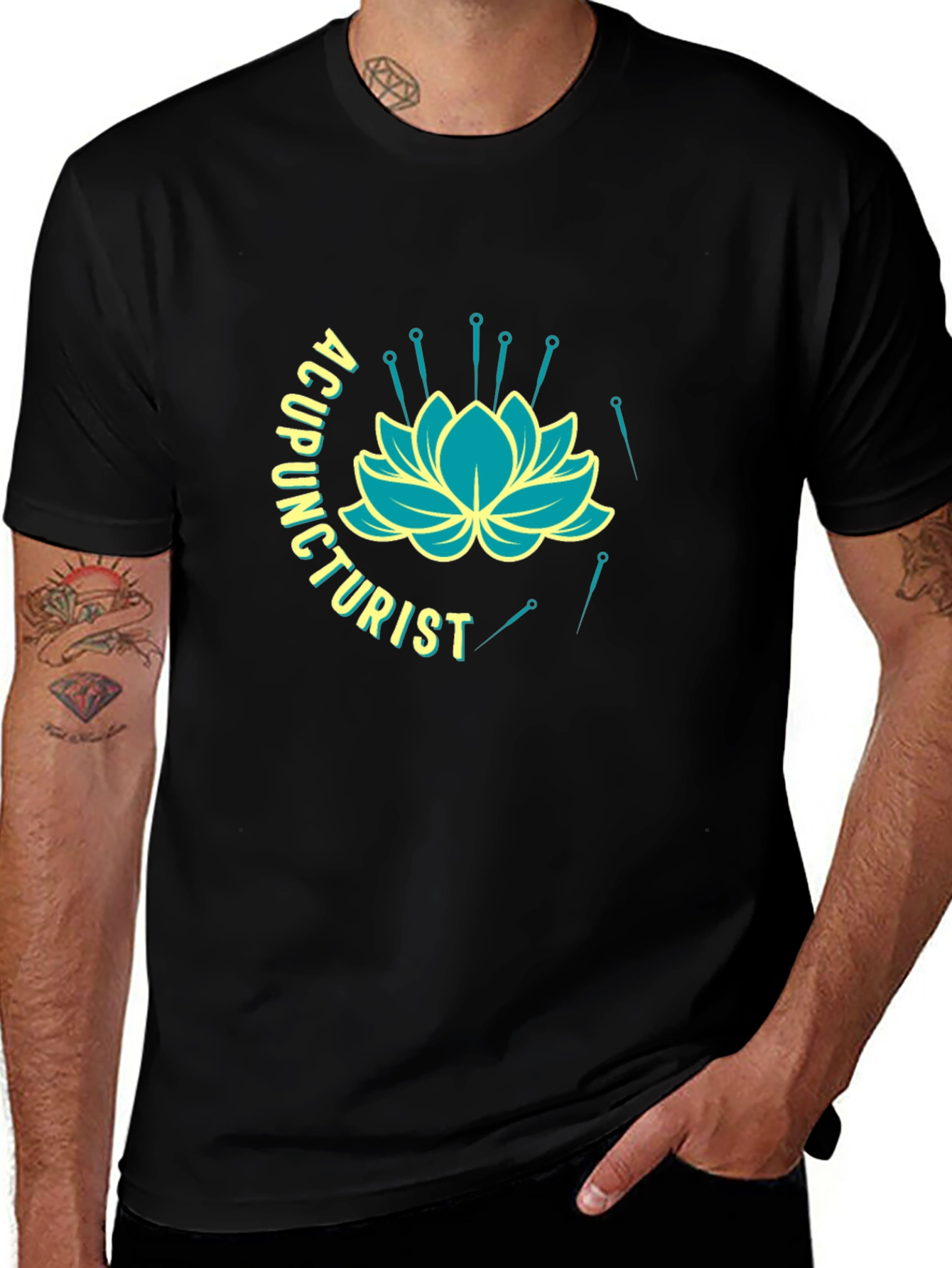 Variant 7 of Acupuncturist Lotus Flower Black T-Shirt