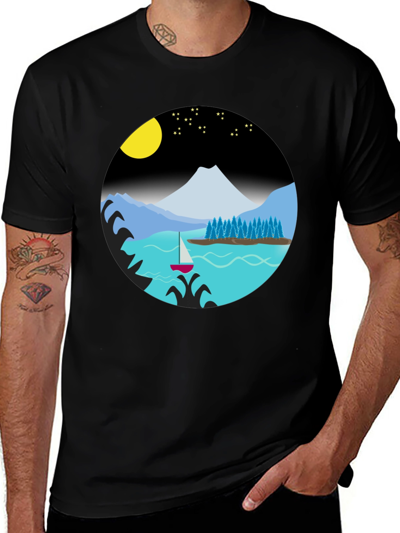 Variant 25 of Scenic Night Lake Graphic Tee