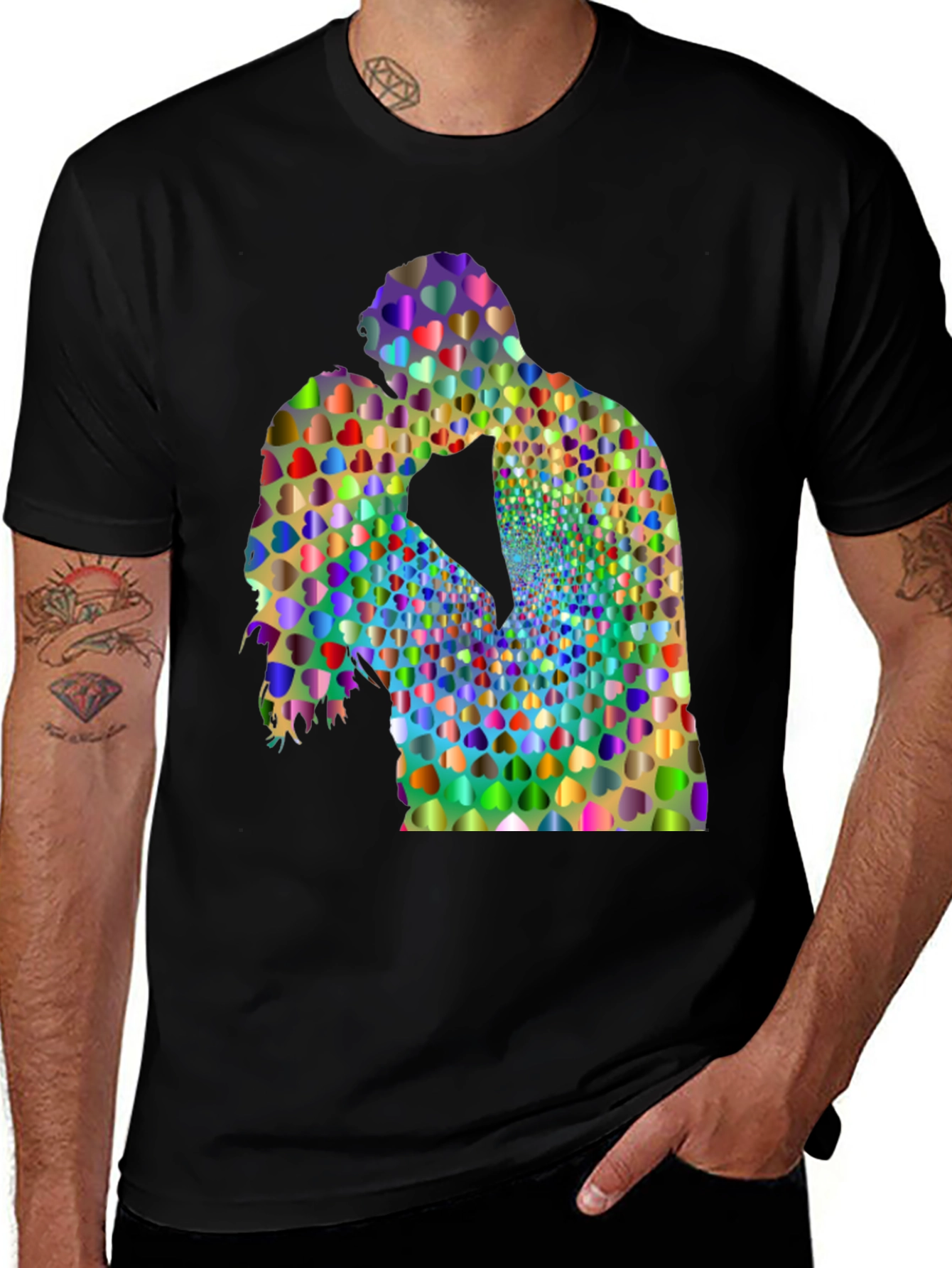 Variant 29 of Heart Kiss Graphic Tee - Artistic Love Shirt