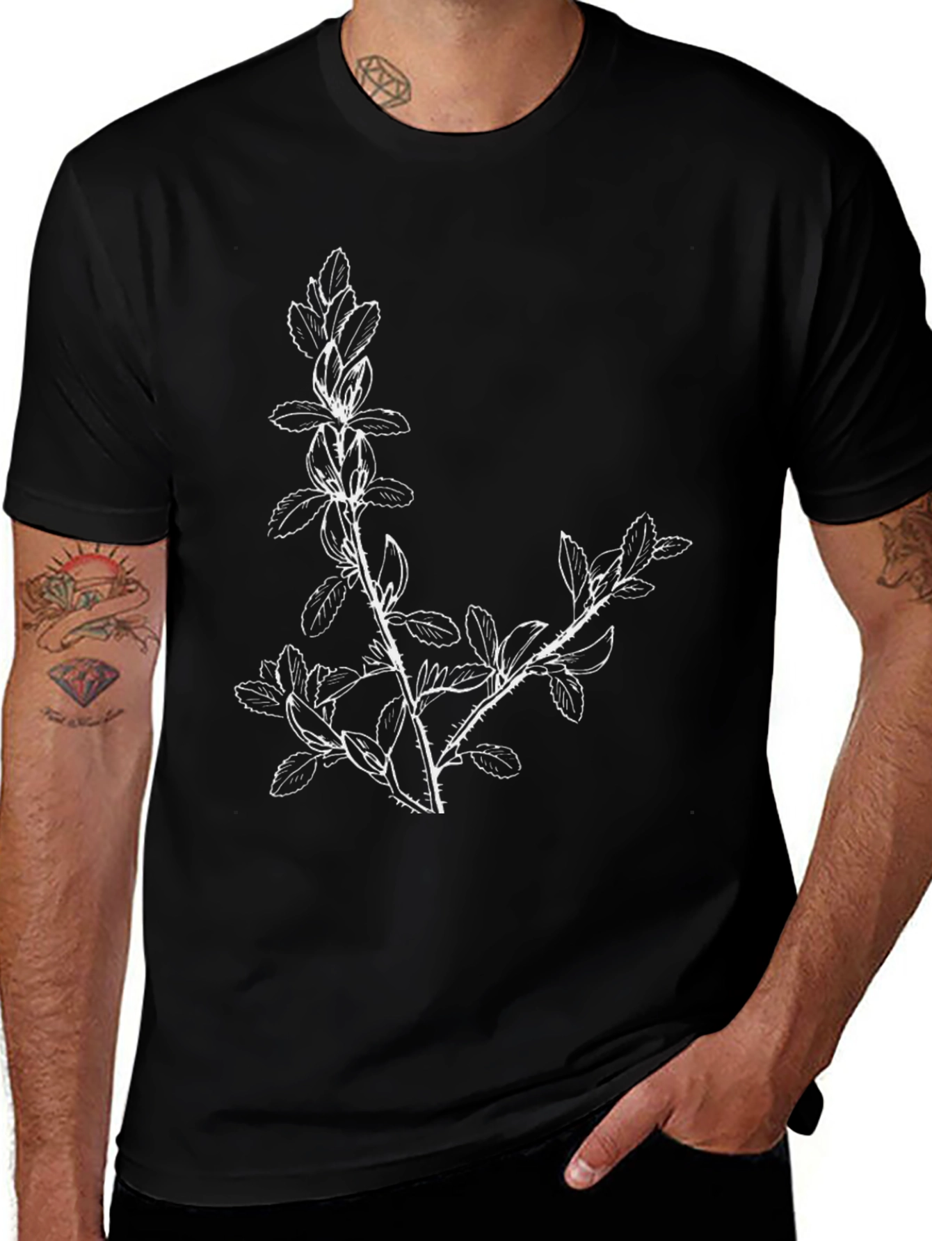 Variant 5 of Botanical Branch Black T-Shirt