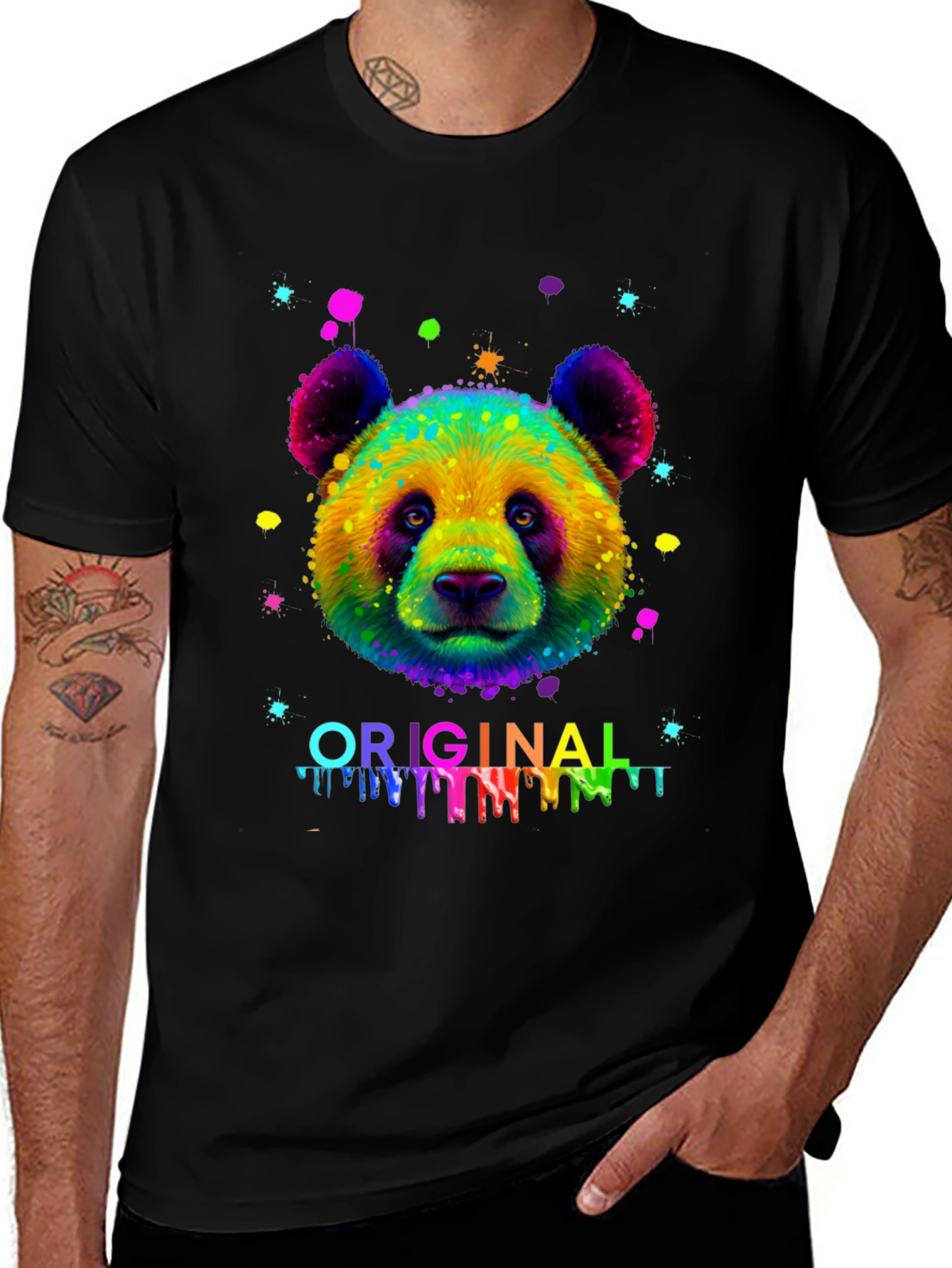 Variant 18 of Colorful Panda Graphic Men's Black T-Shirt