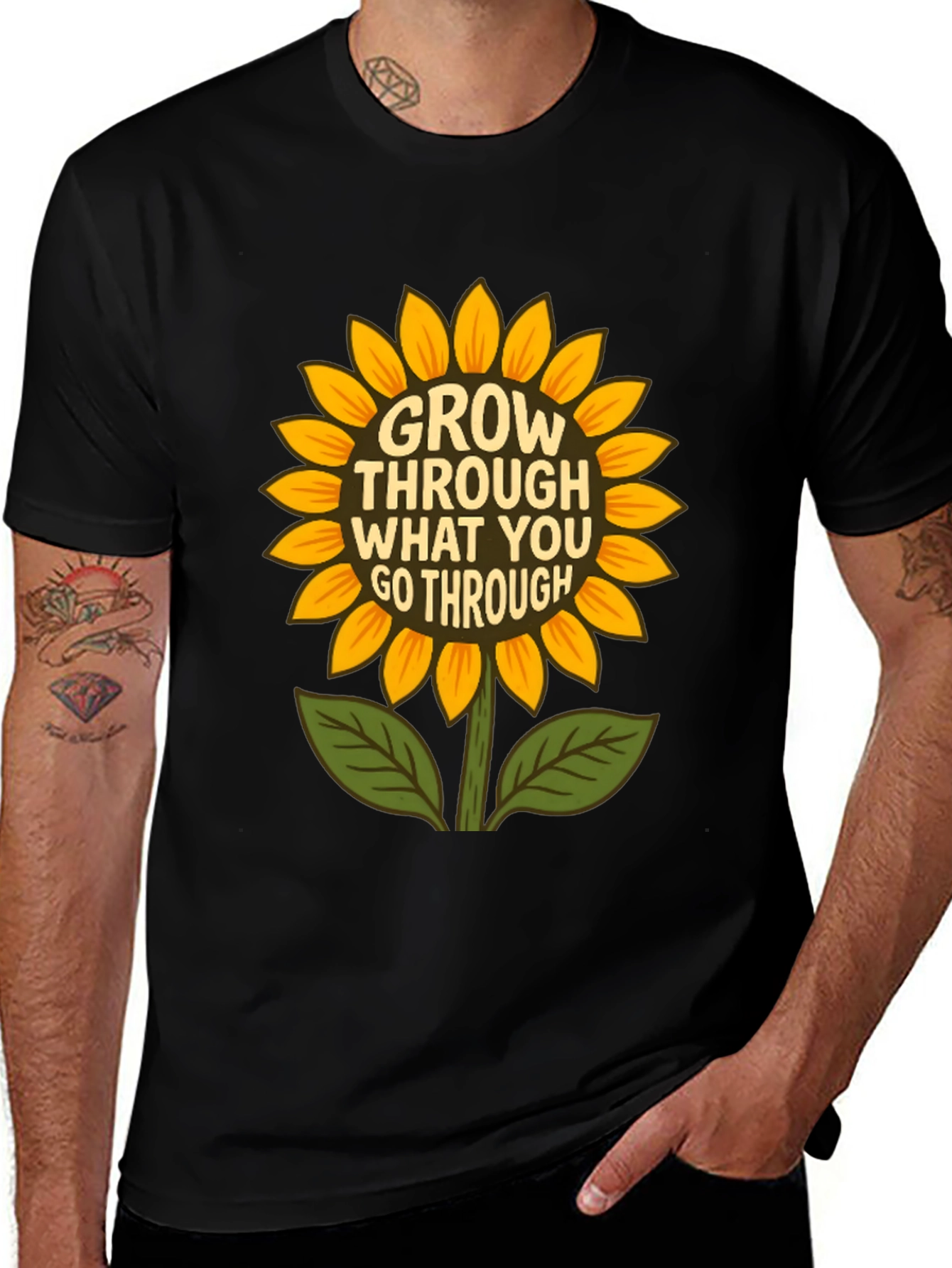 Variant 24 of Grow Through What You Go Through Black T-Shirt