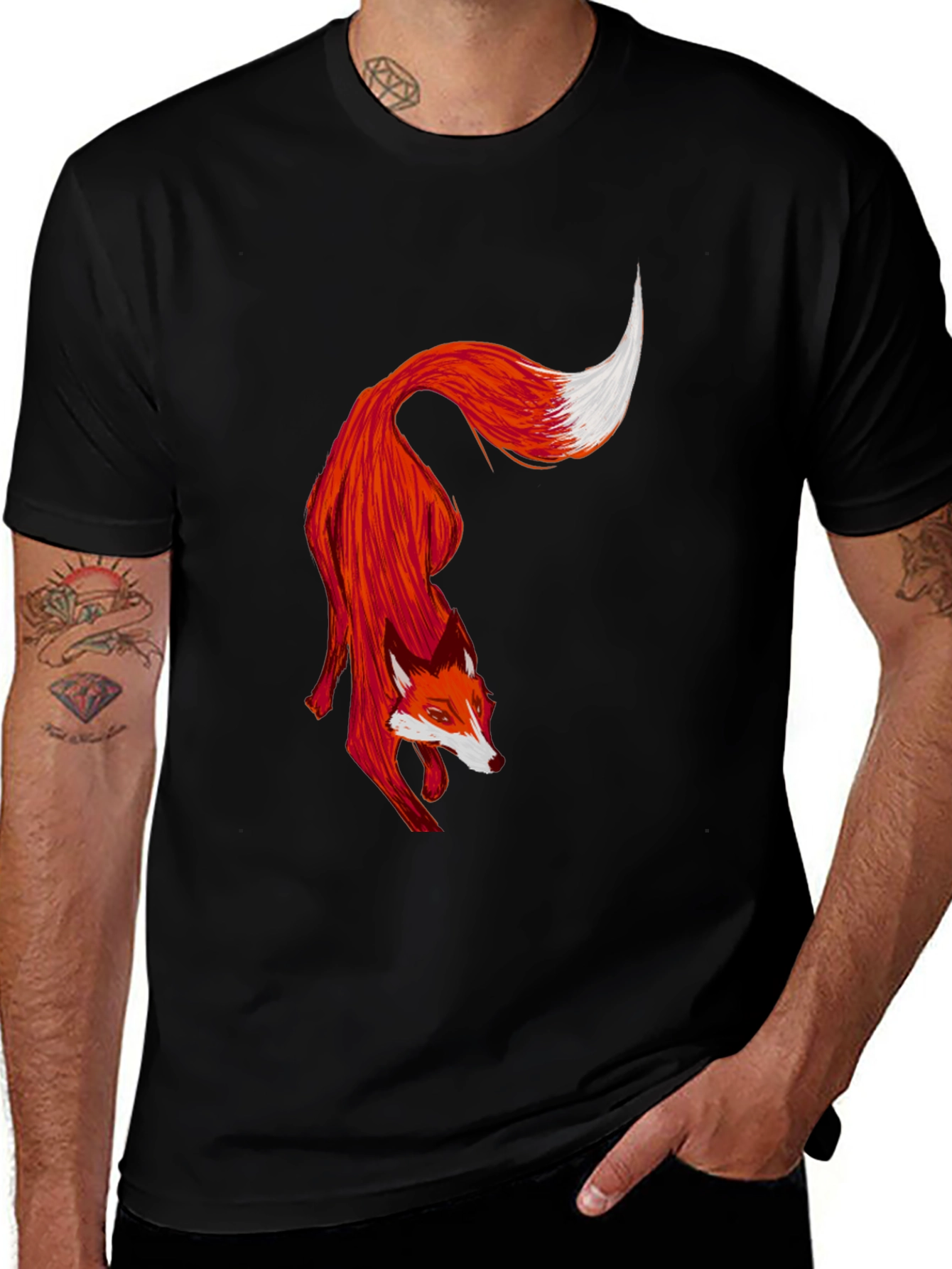 Variant 7 of Fox Graphic Black T-Shirt - Unique Animal Design