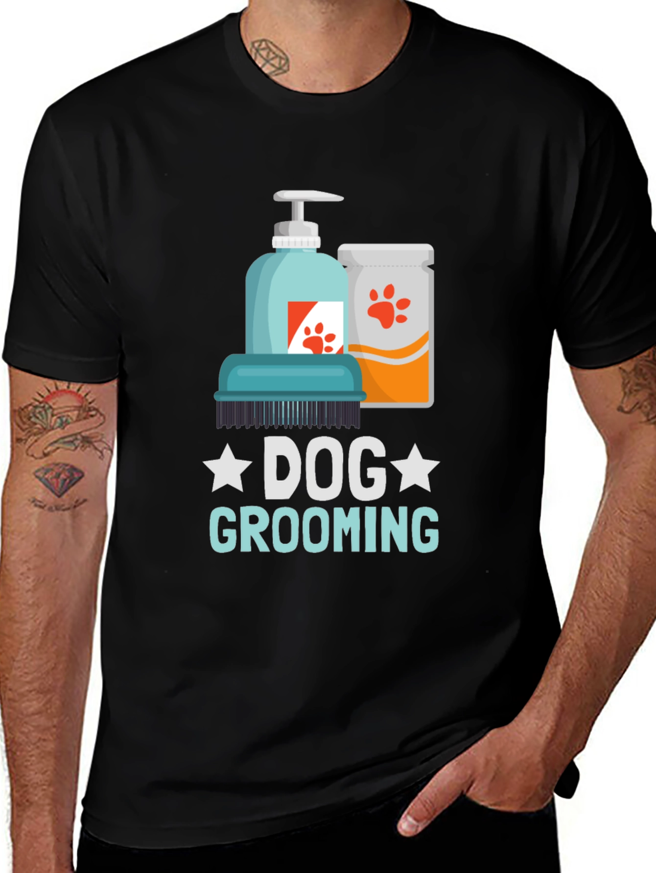 Variant 6 of Dog Grooming T-Shirt: Paw Print Design