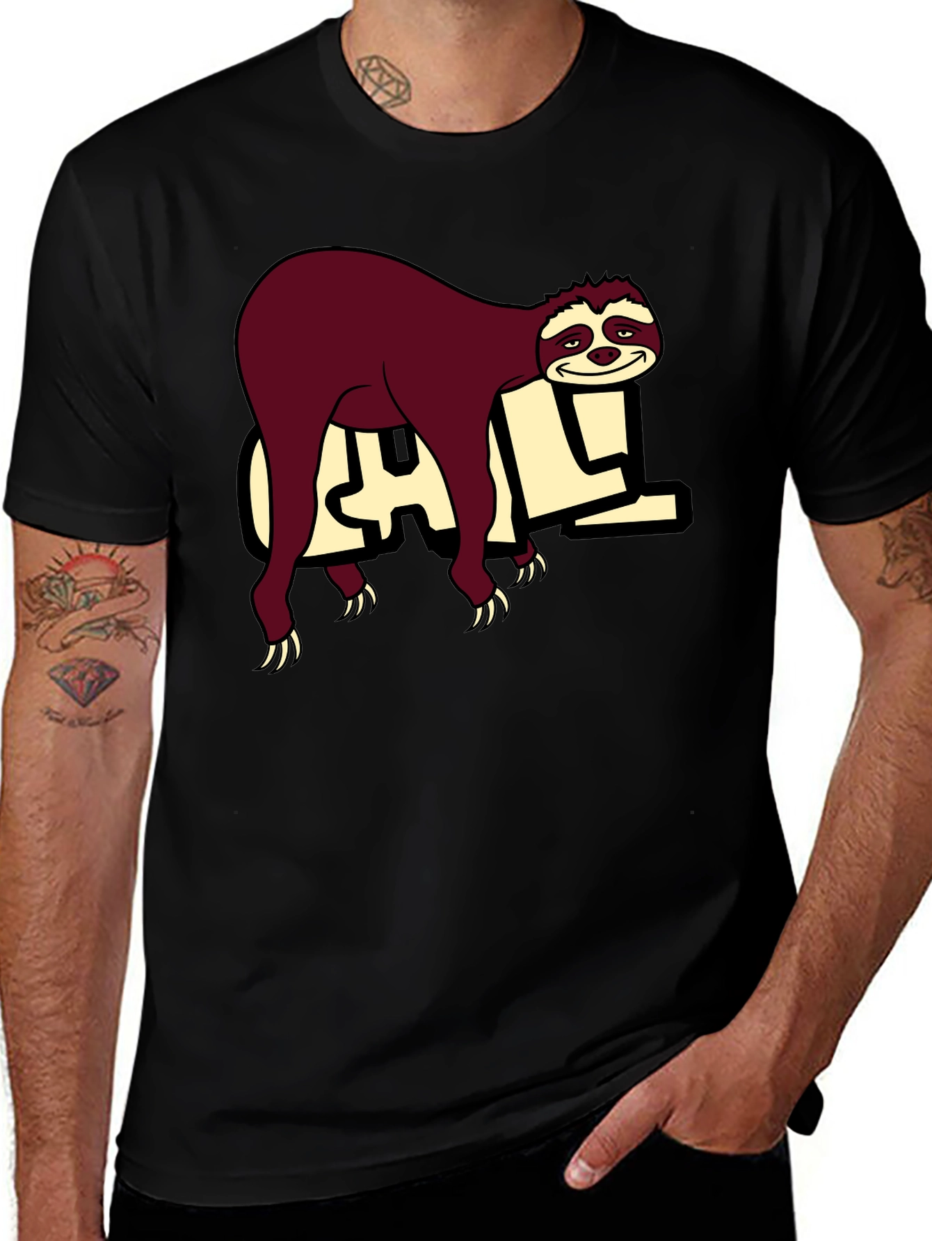 Variant 6 of Chill Sloth Graphic Tee - Relaxed Style