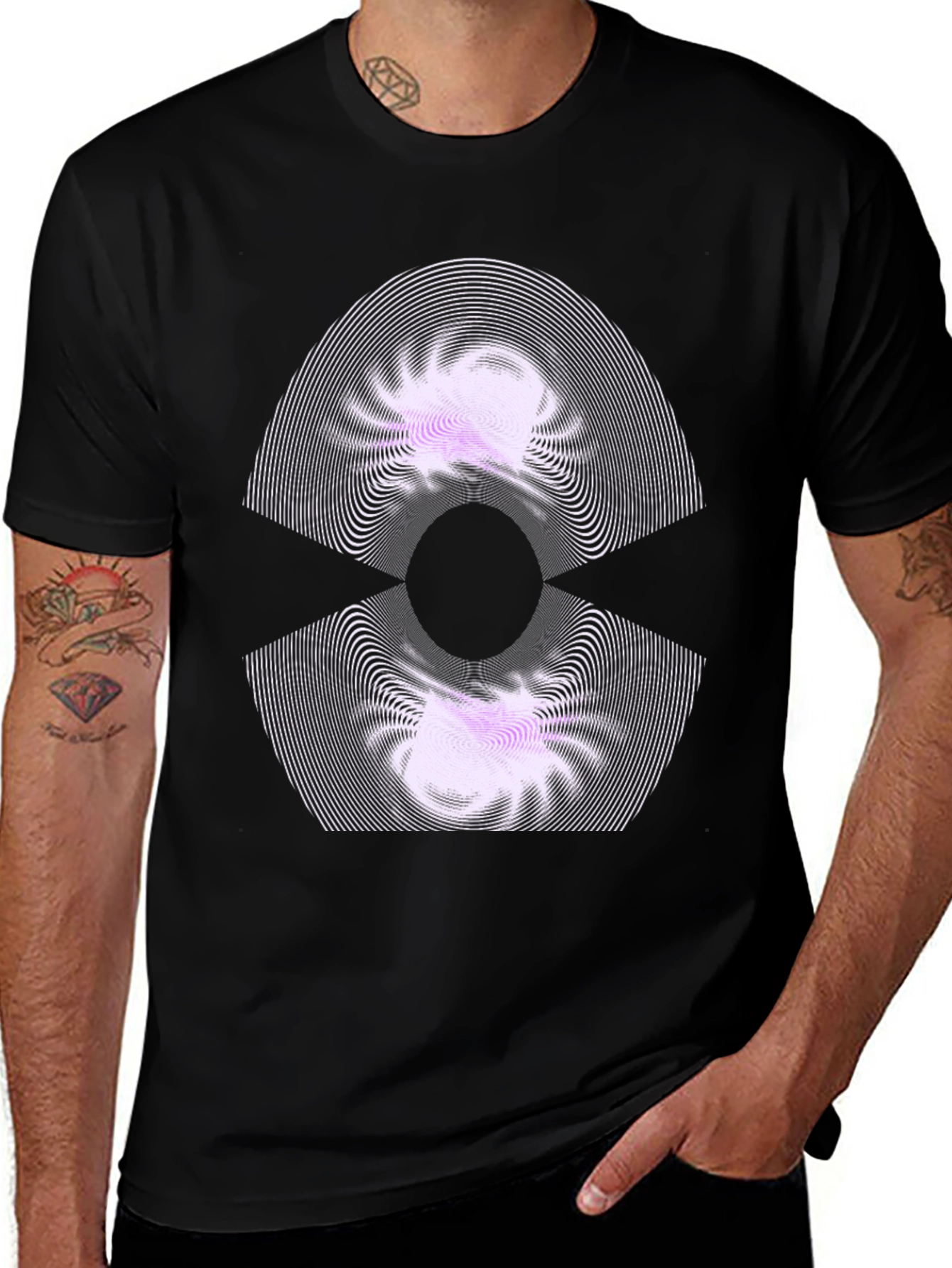 Variant 10 of Abstract Graphic Print Men's Black T-Shirt