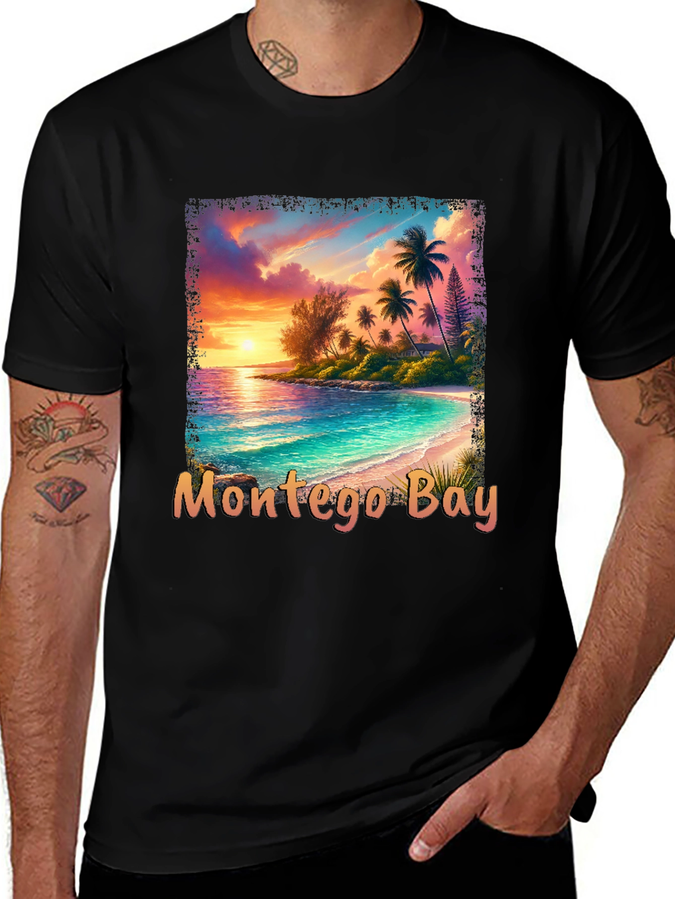 Montego Bay Graphic T-Shirt - Tropical Beach Design
