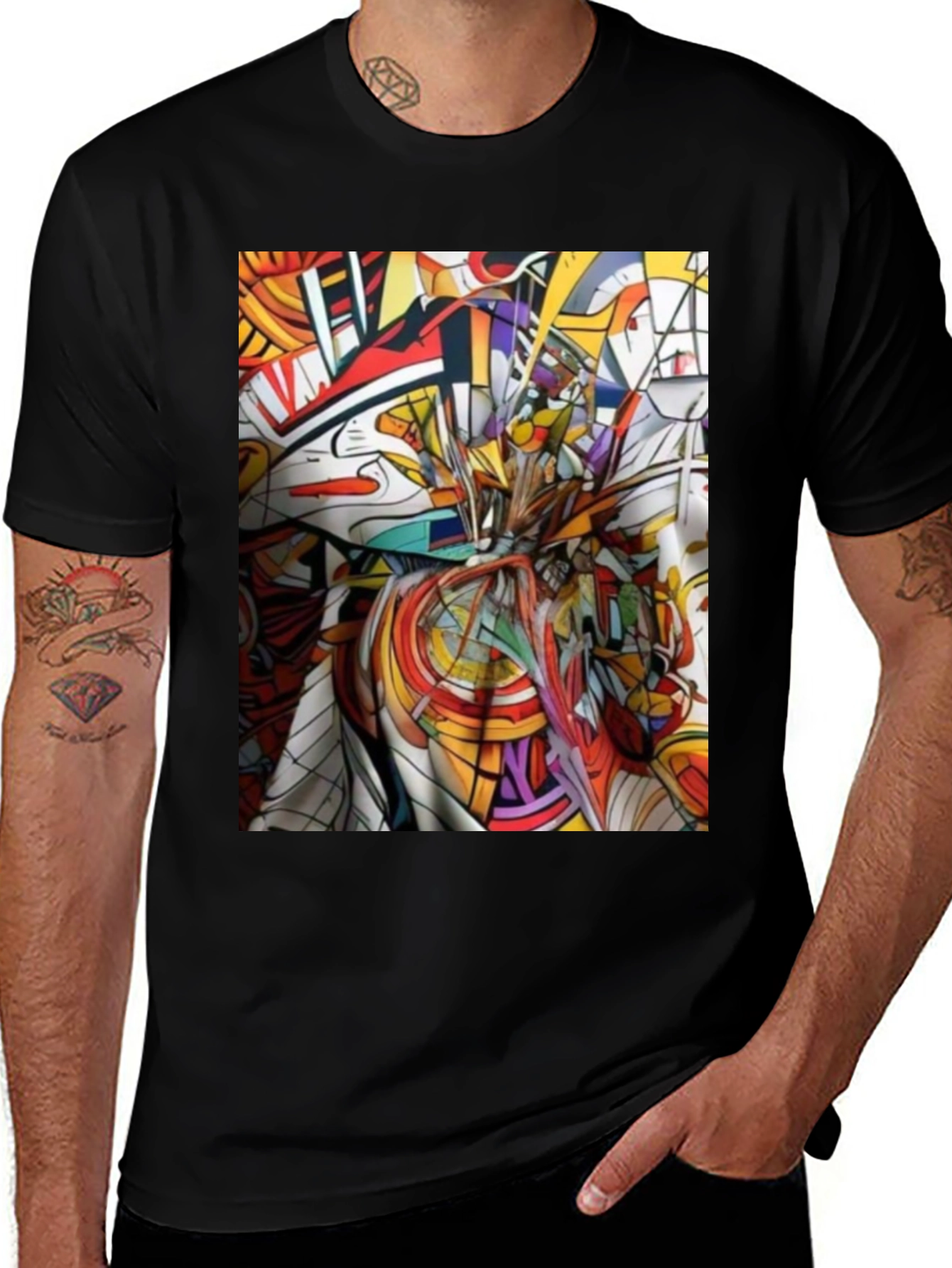 Variant 3 of Abstract Art Graphic Print Black T-Shirt