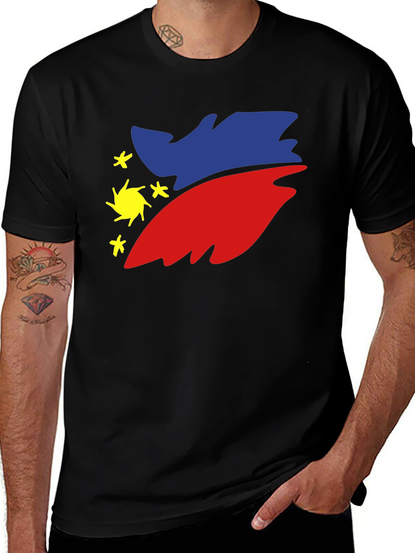 Philippines Flag Graphic Tee - Black