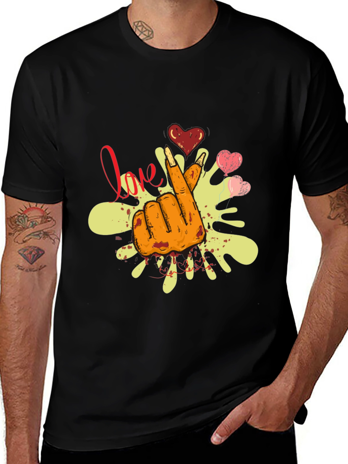 Variant 16 of Love Hand Sign Black T-Shirt