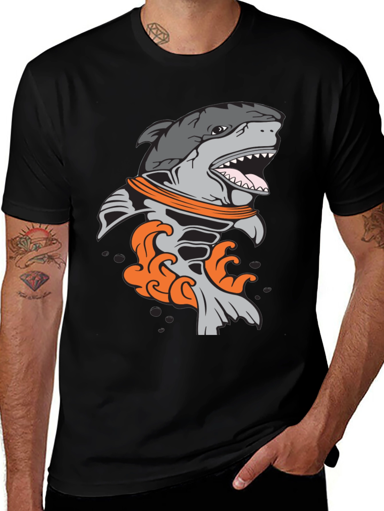 Variant 28 of Shark Astronaut Graphic T-Shirt - Unique Design