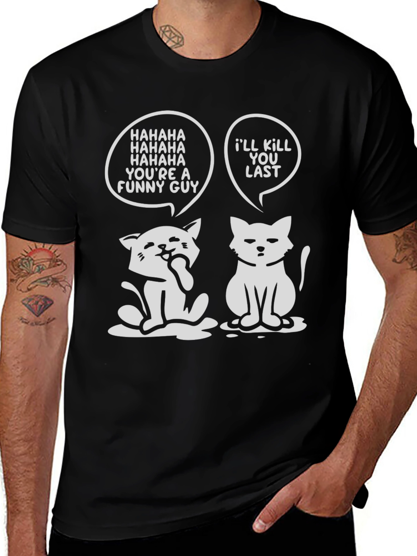 Variant 6 of Funny Cat Graphic Tee - "I'll Kill You Last"