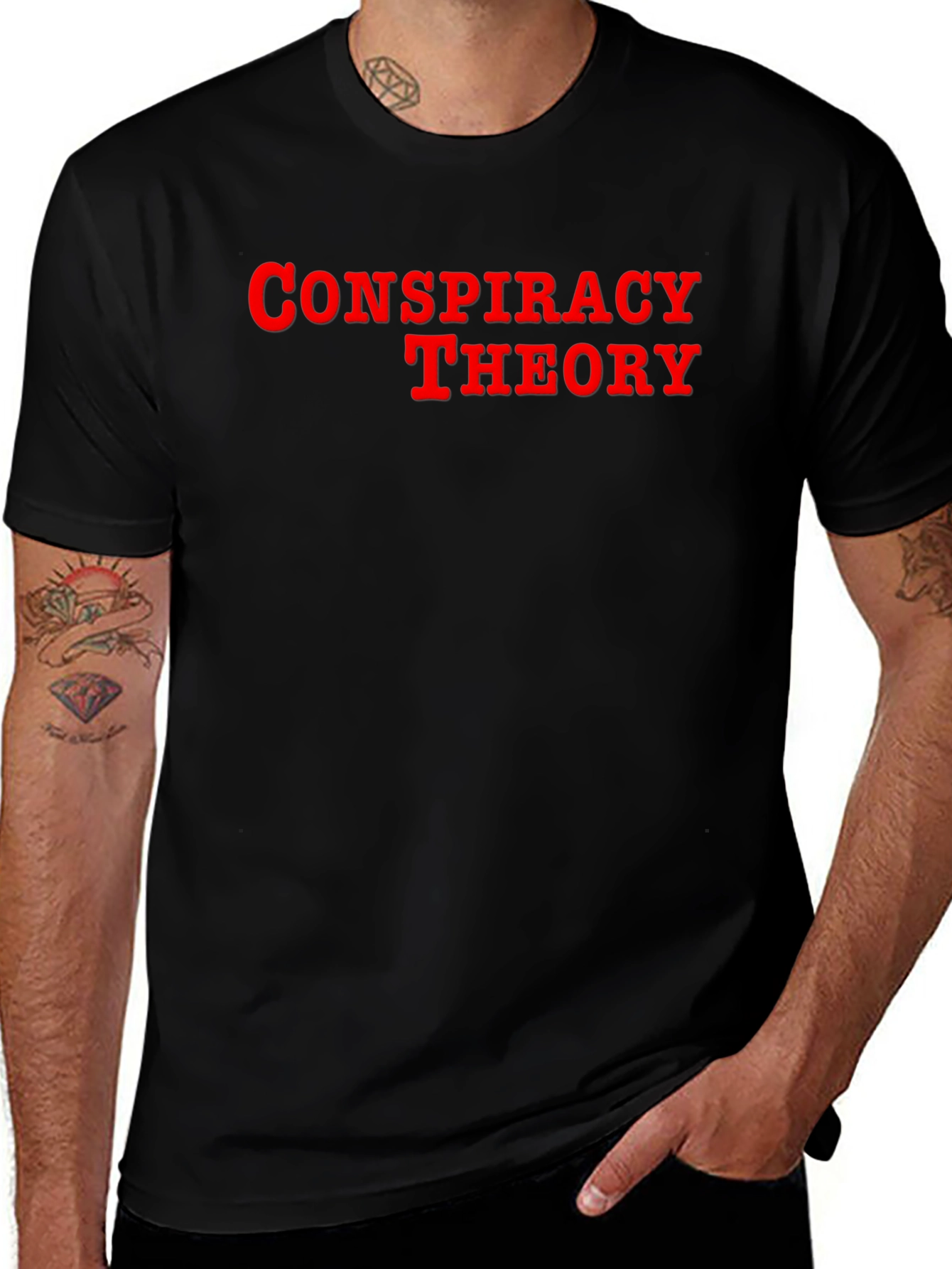 Conspiracy Theory Graphic T-Shirt - Black