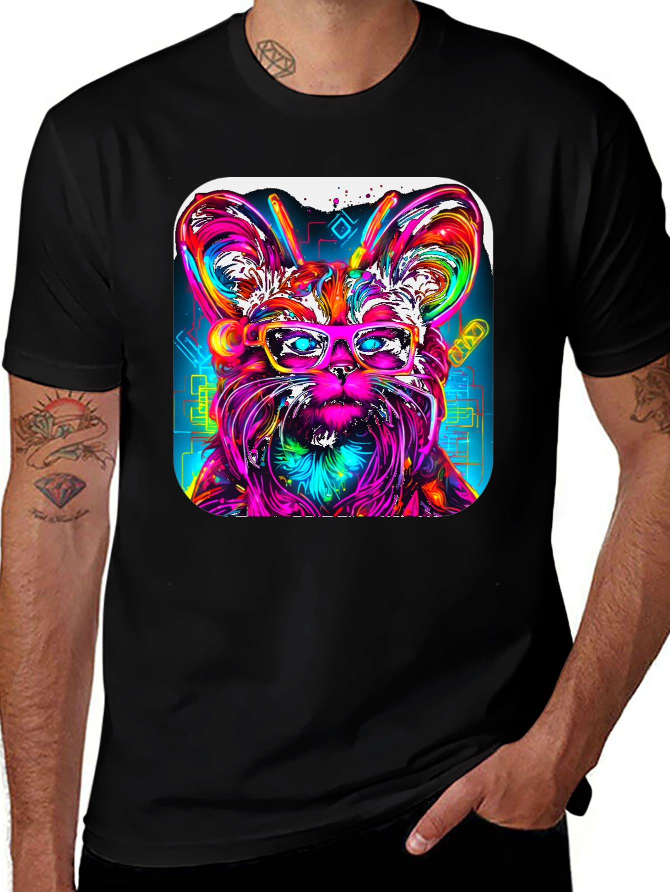Variant 26 of Psychedelic Yorkie T-Shirt - Cool Dog Art