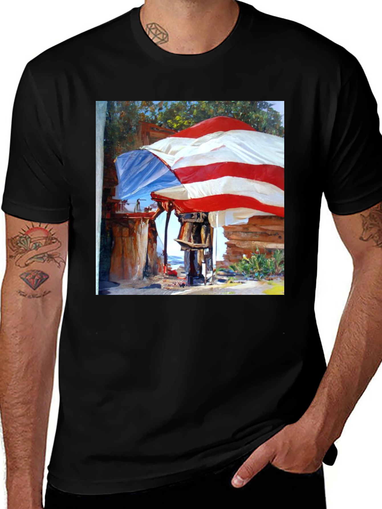 Variant 7 of Unique Art Print Black T-Shirt