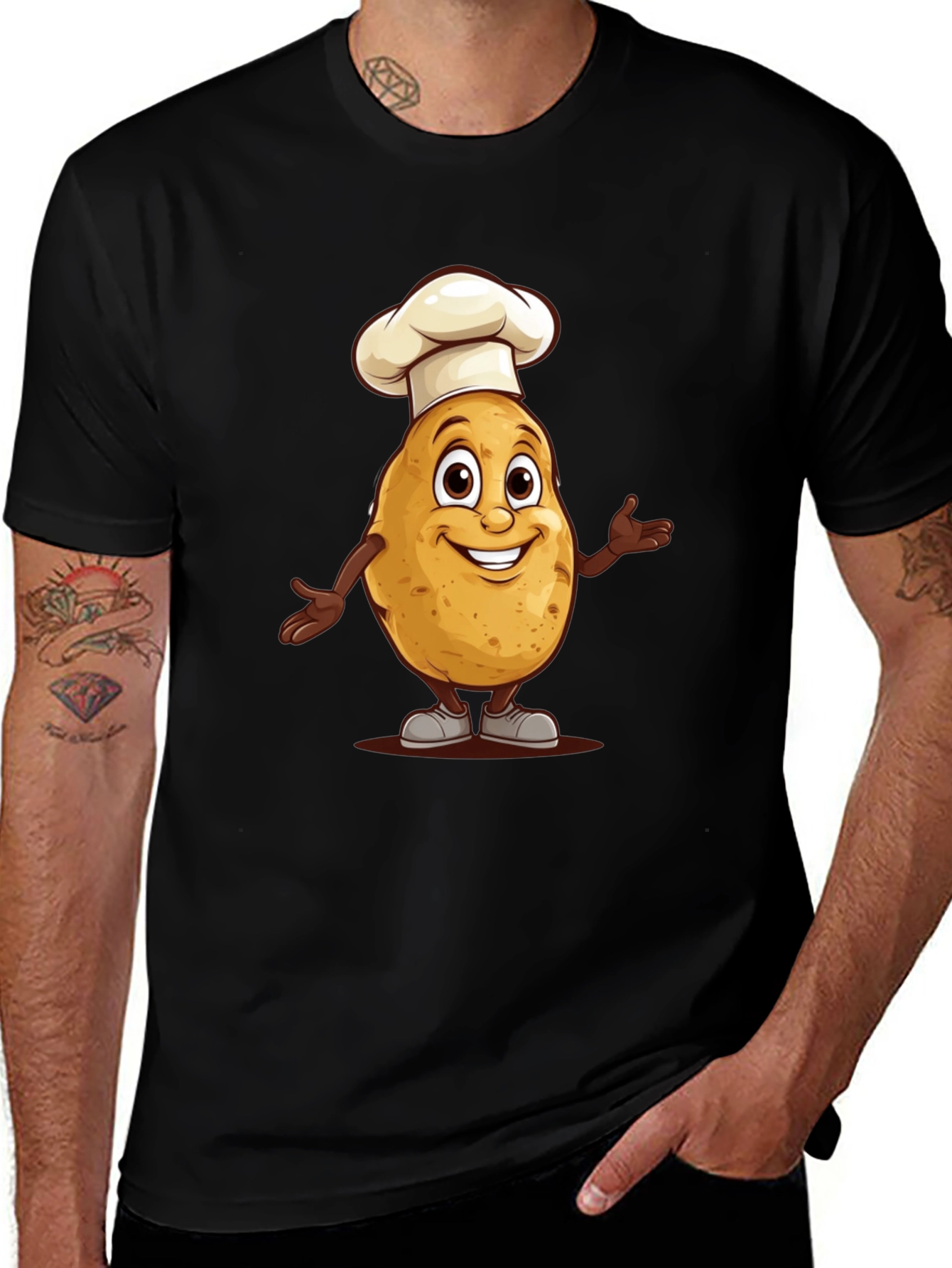 Variant 13 of Chef Potato Graphic Tee - Black Cotton T-Shirt