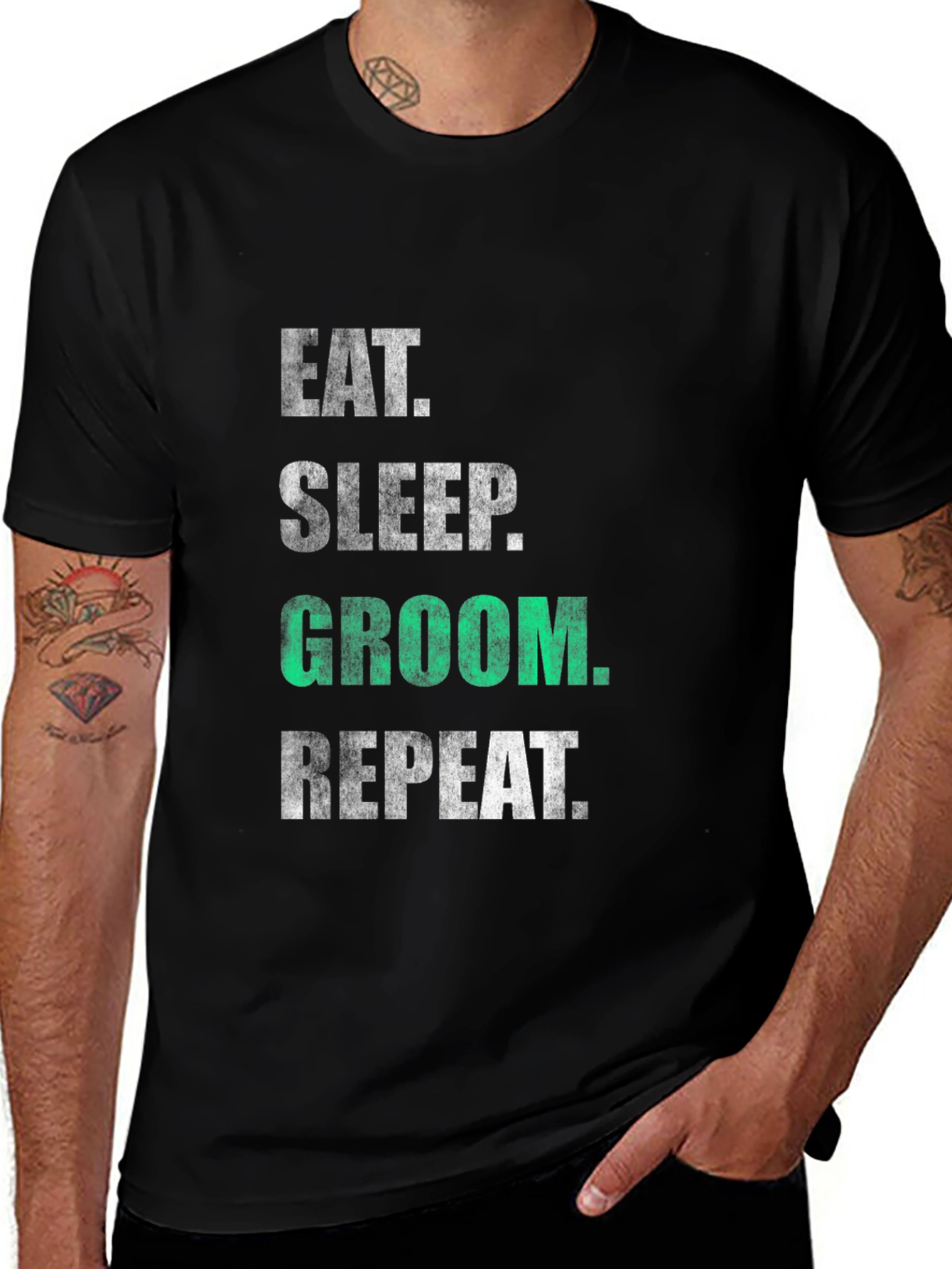 Variant 28 of Eat Sleep Groom Repeat Graphic T-Shirt