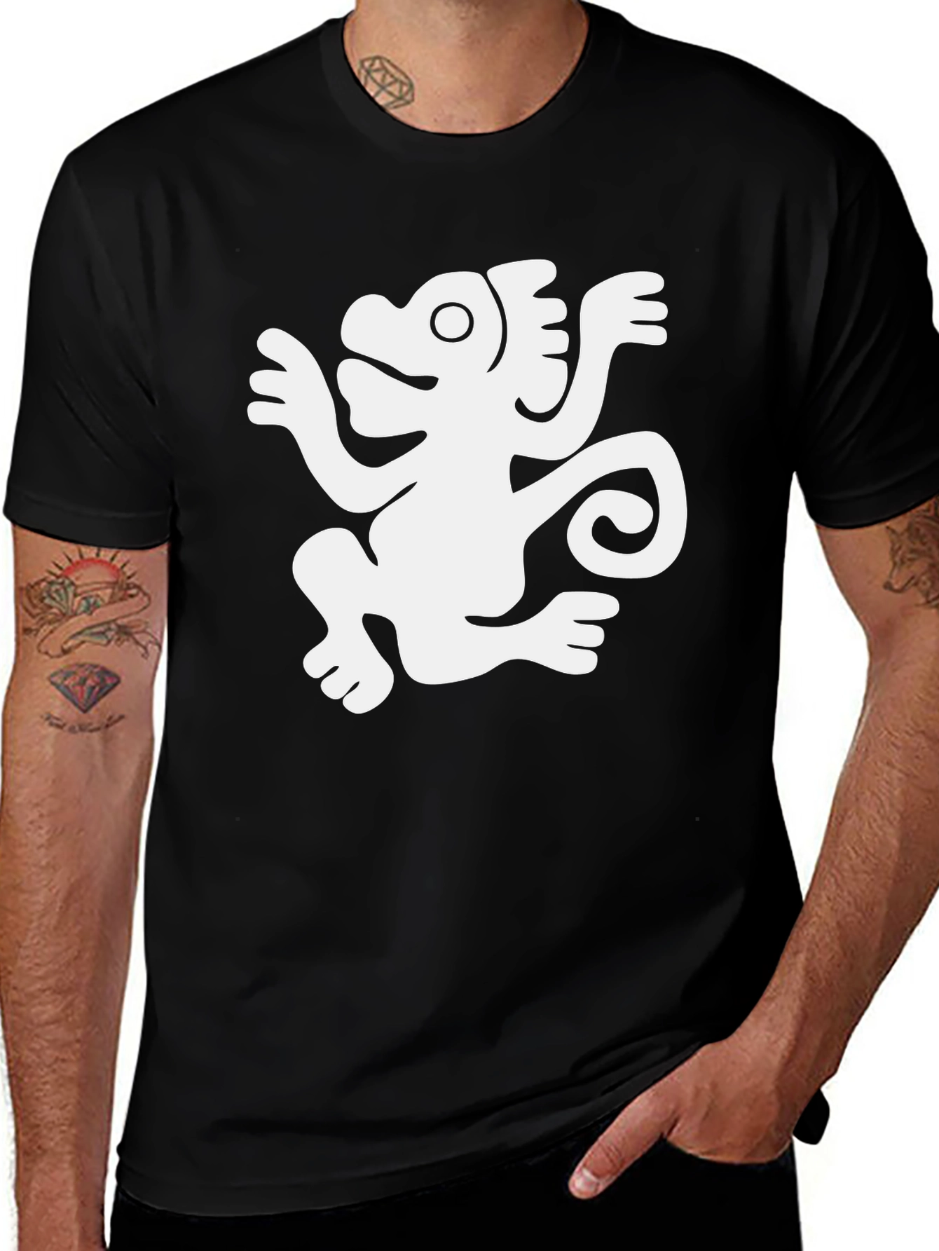 Variant 23 of Aztec Monkey Graphic T-Shirt - Black