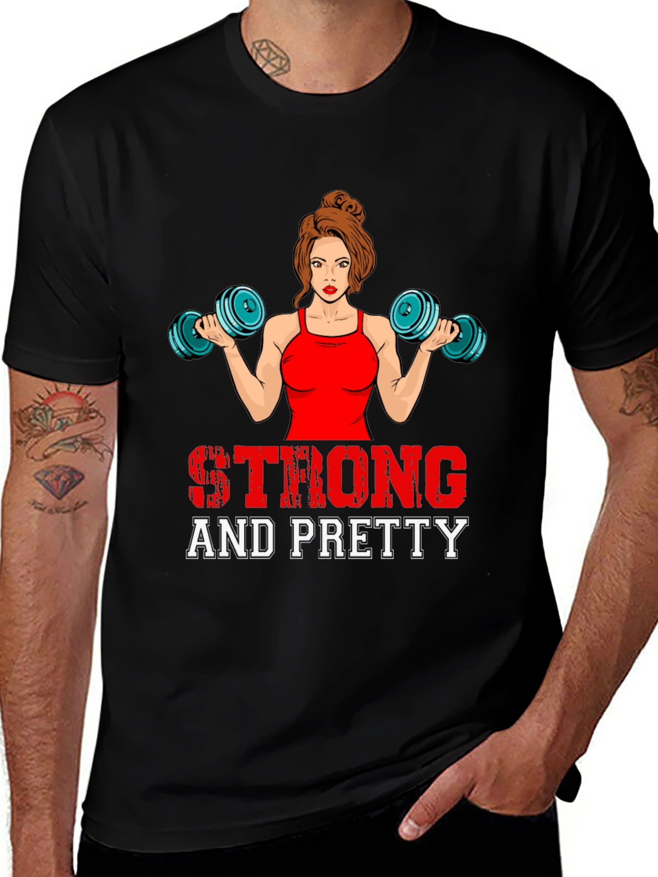 Variant 15 of Strong & Pretty Fitness Graphic Tee