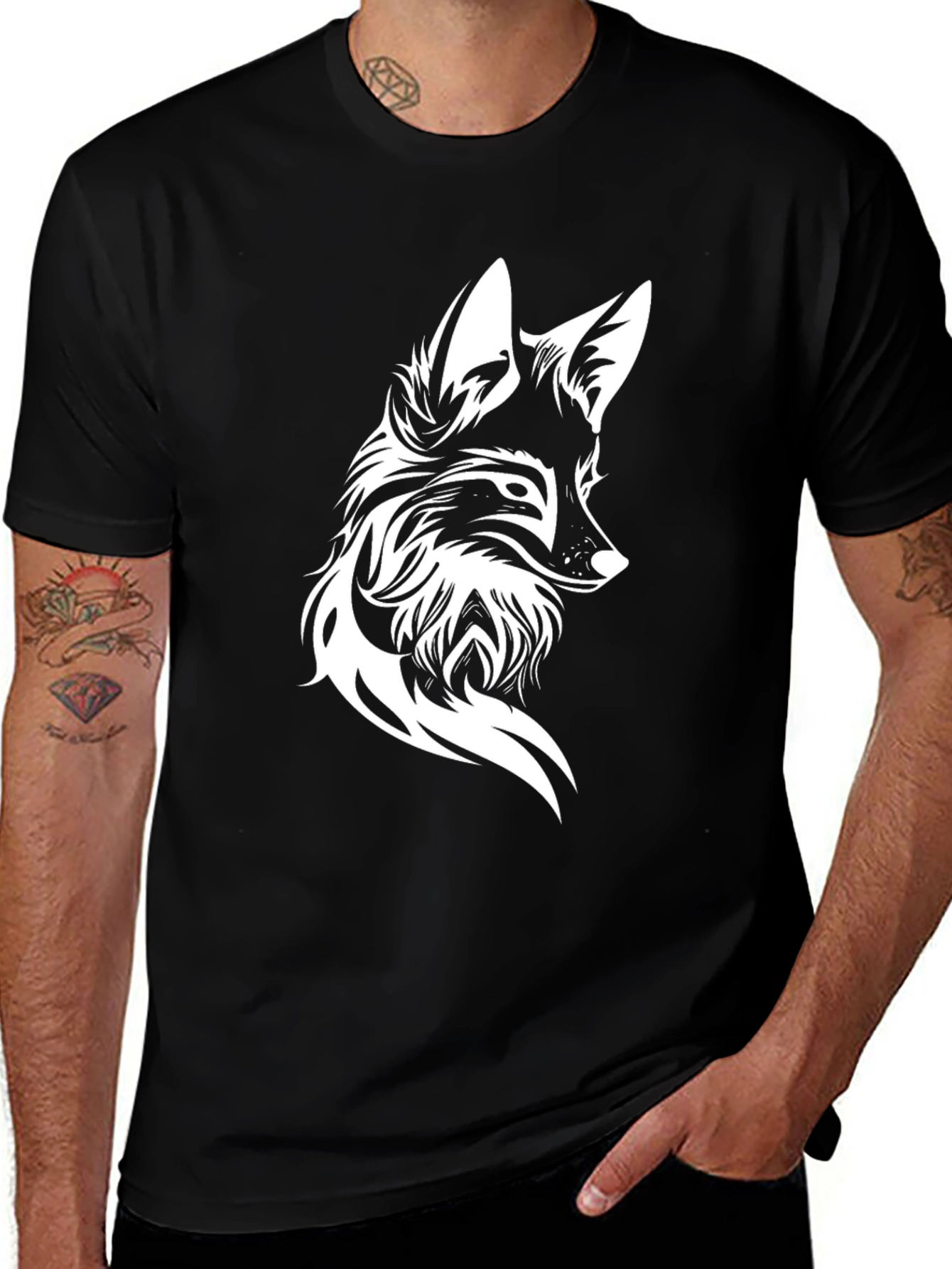 Variant 26 of Fox Graphic Tee - Black Cotton Blend Unisex Fit