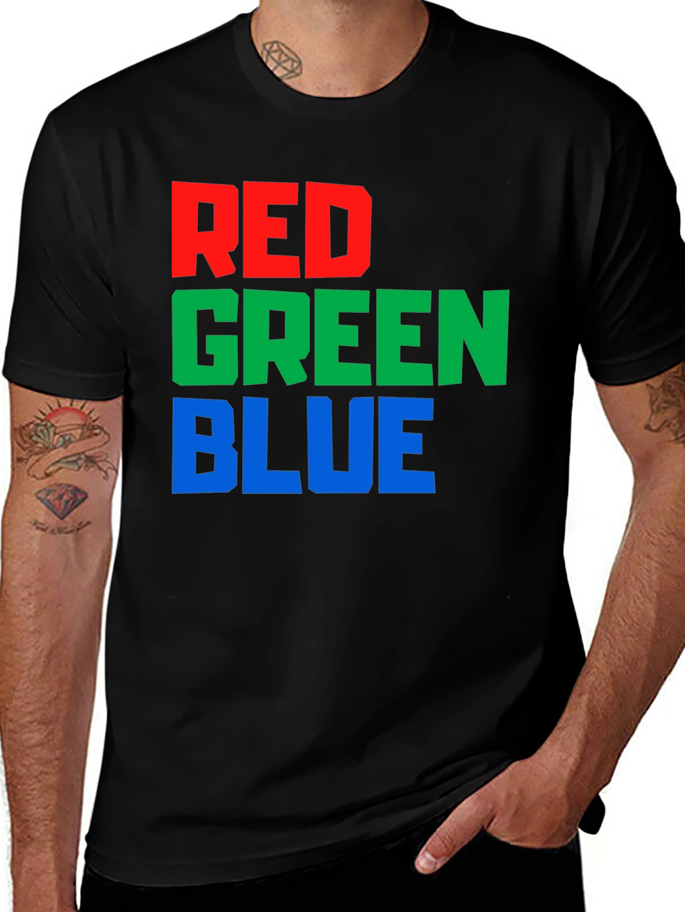 Variant 24 of Red Green Blue Color Block Graphic Tee