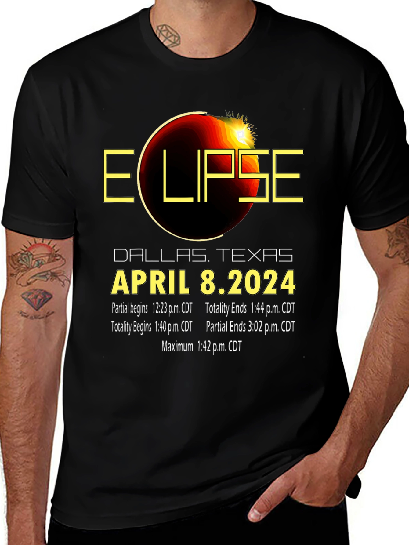 Total Solar Eclipse April 8 2024 Dallas Texas T-Shirt